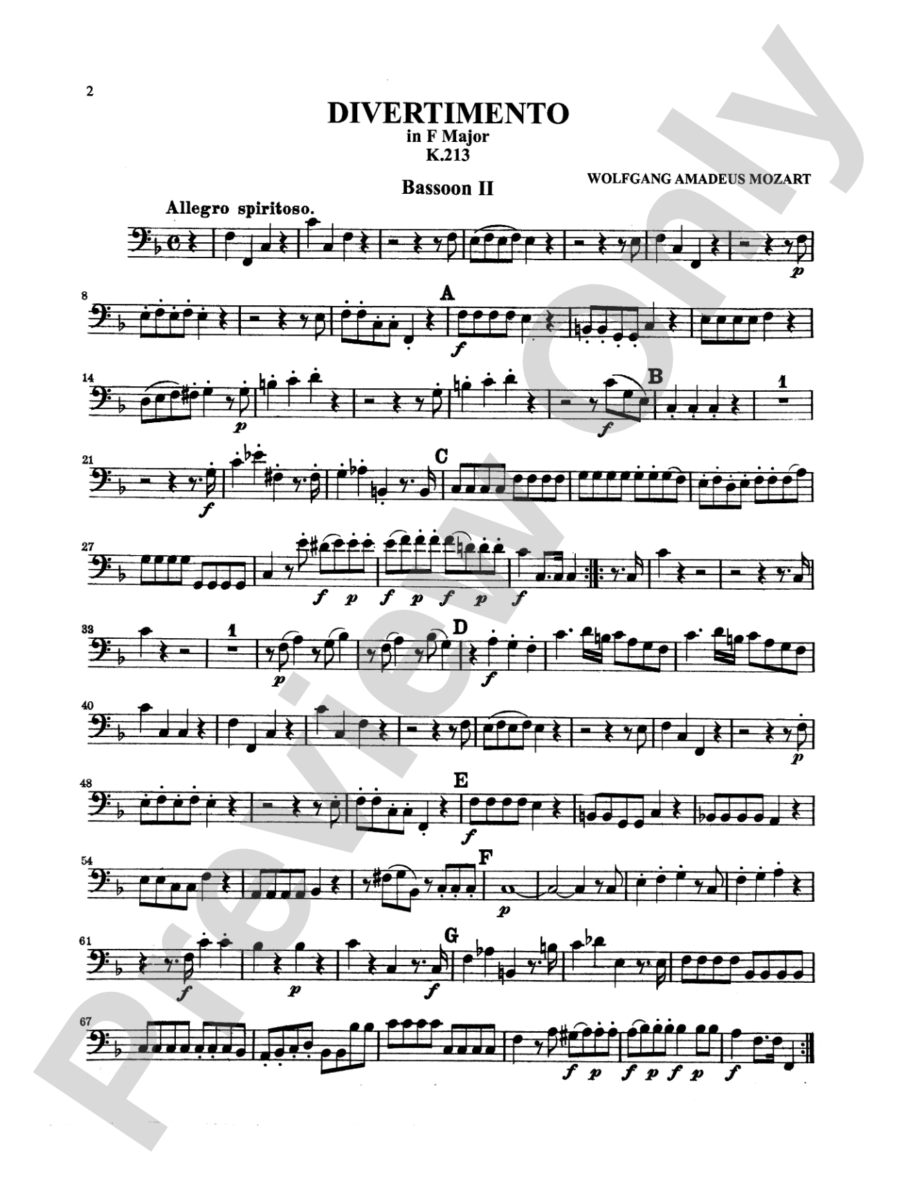 Six Divertimenti: 2nd Bassoon