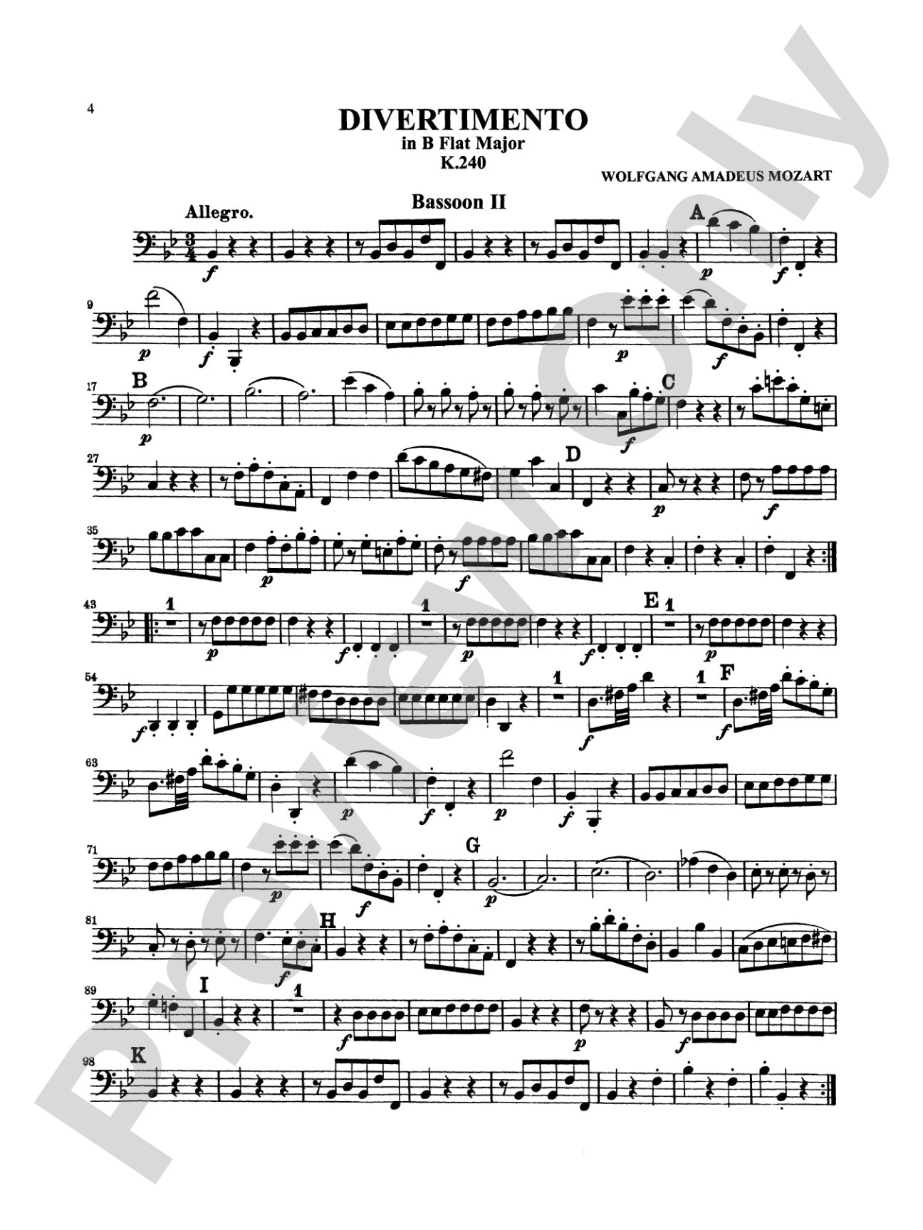 Six Divertimenti: 2nd Bassoon