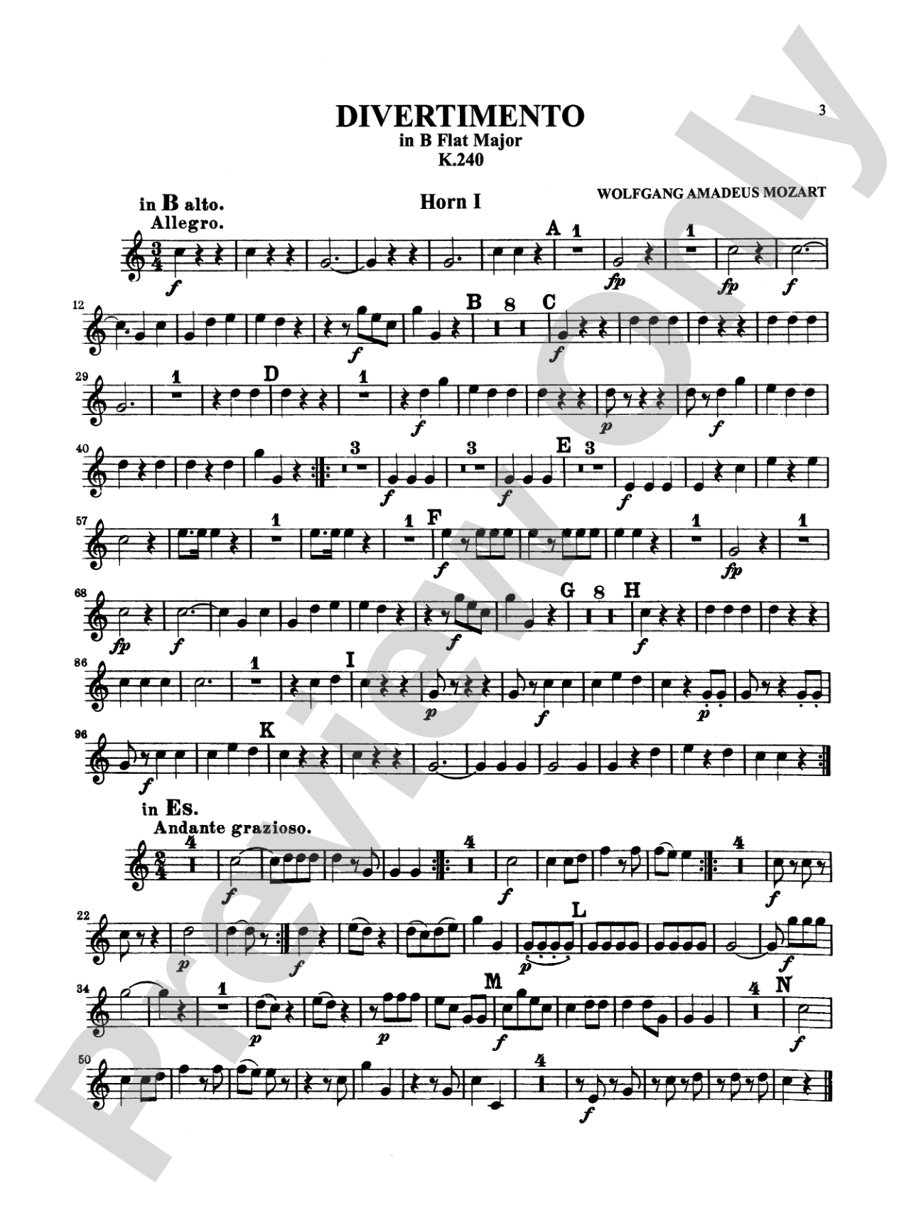 Six Divertimenti: 1st F Horn