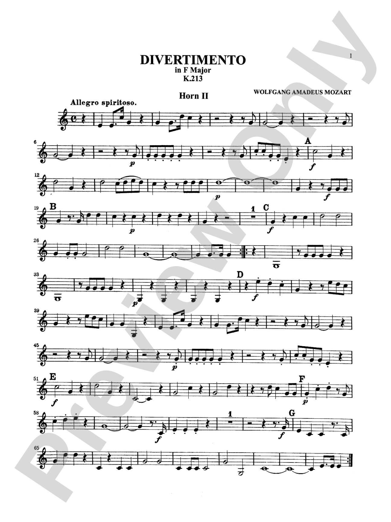 Six Divertimenti: 2nd F Horn