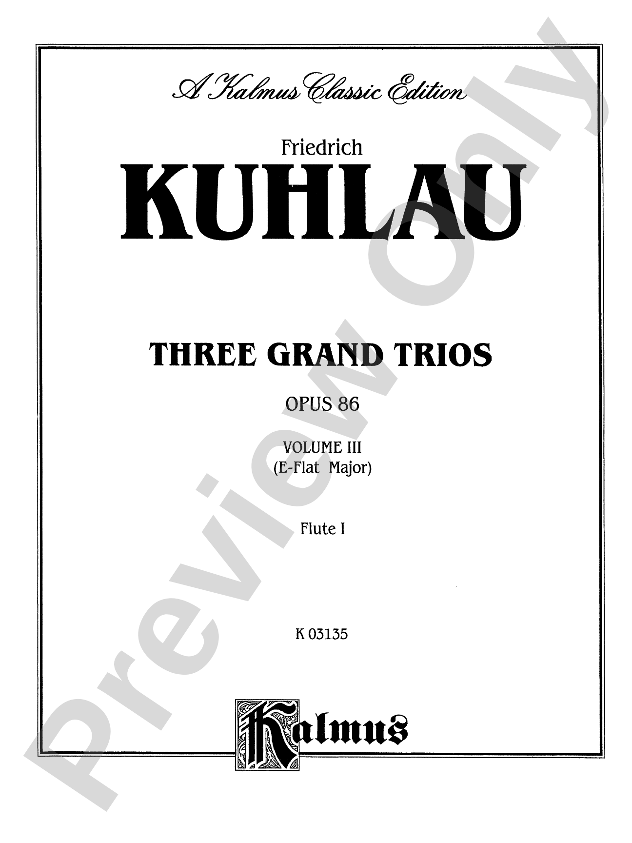 Three Grand Trios, Op. 86: Flute Book