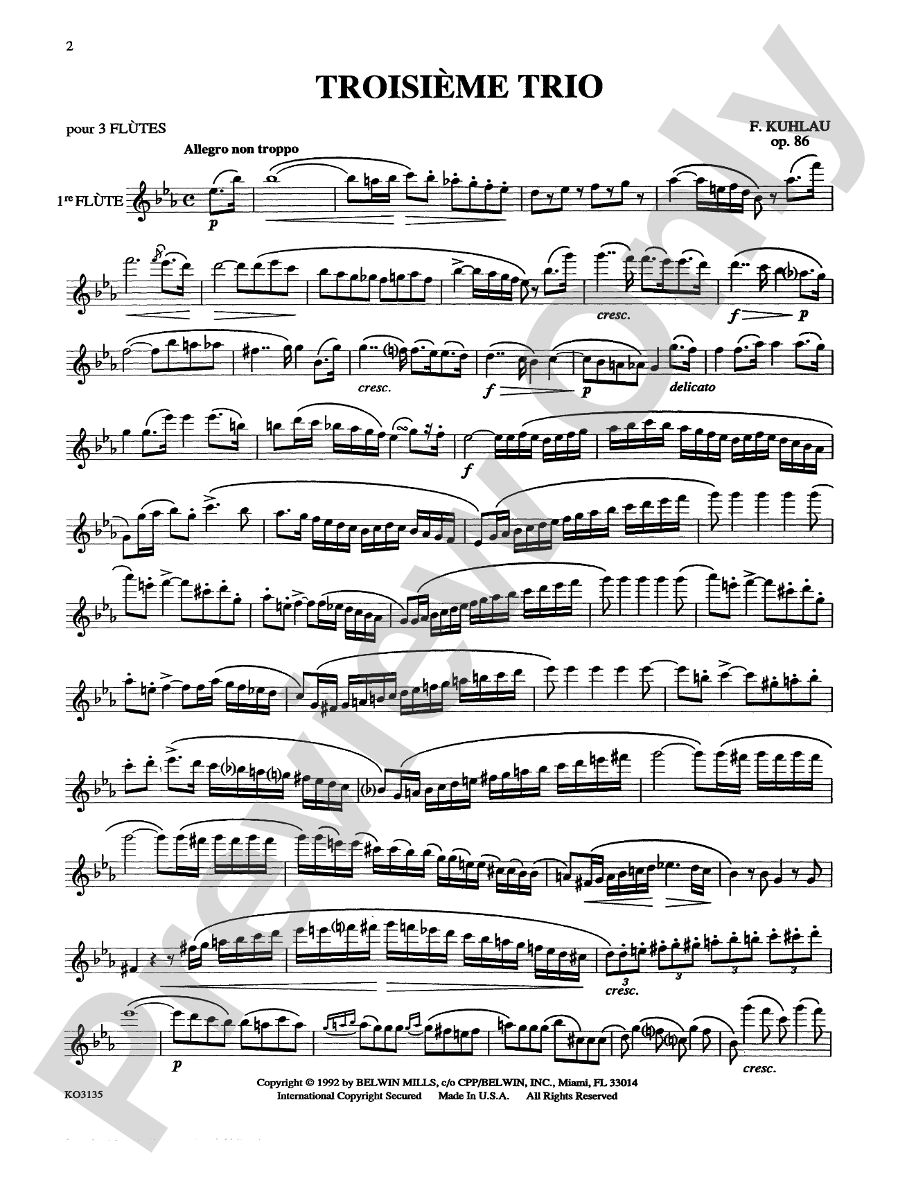 Three Grand Trios, Op. 86: Flute Book