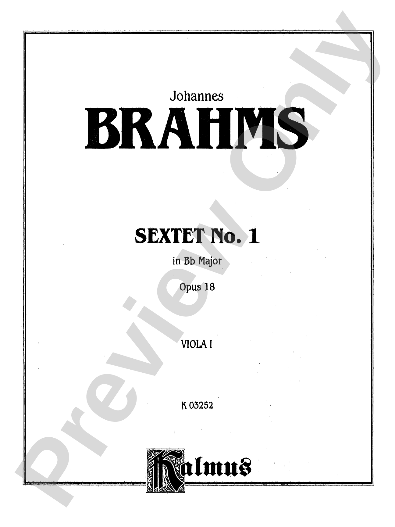 Sextet in B-Flat Major, Op. 18: Viola