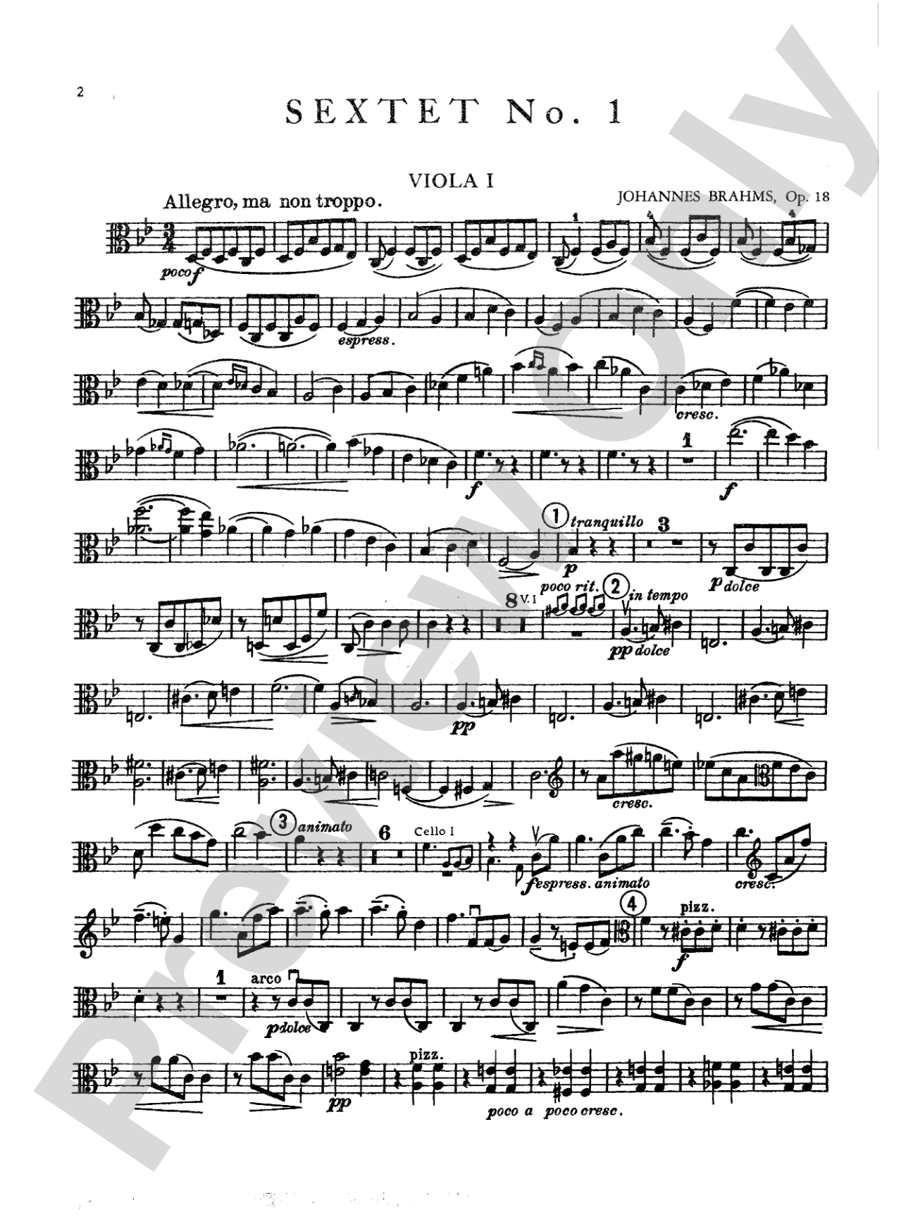 Sextet in B-Flat Major, Op. 18: Viola