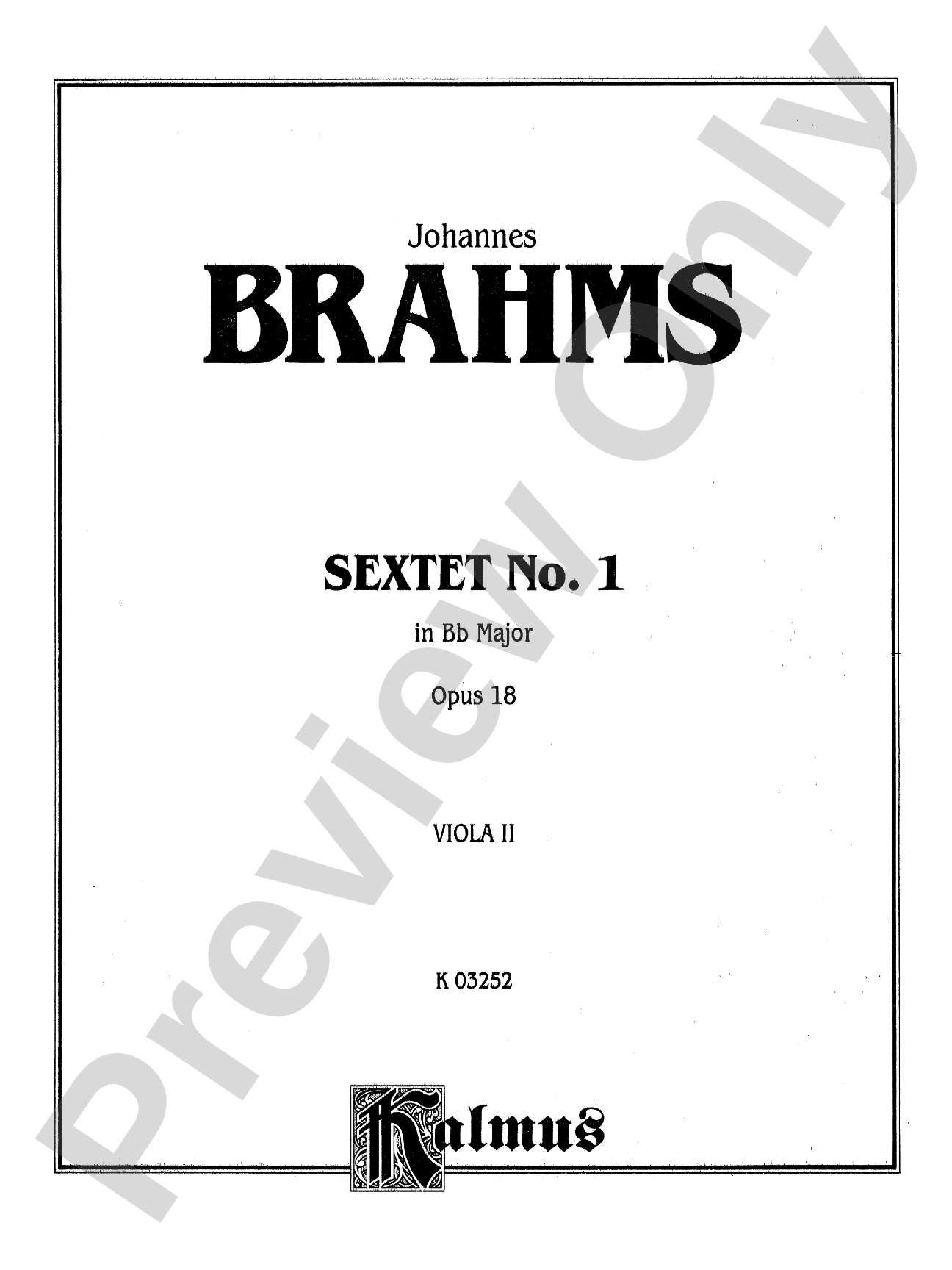 Sextet in B-Flat Major, Op. 18: 2nd Viola