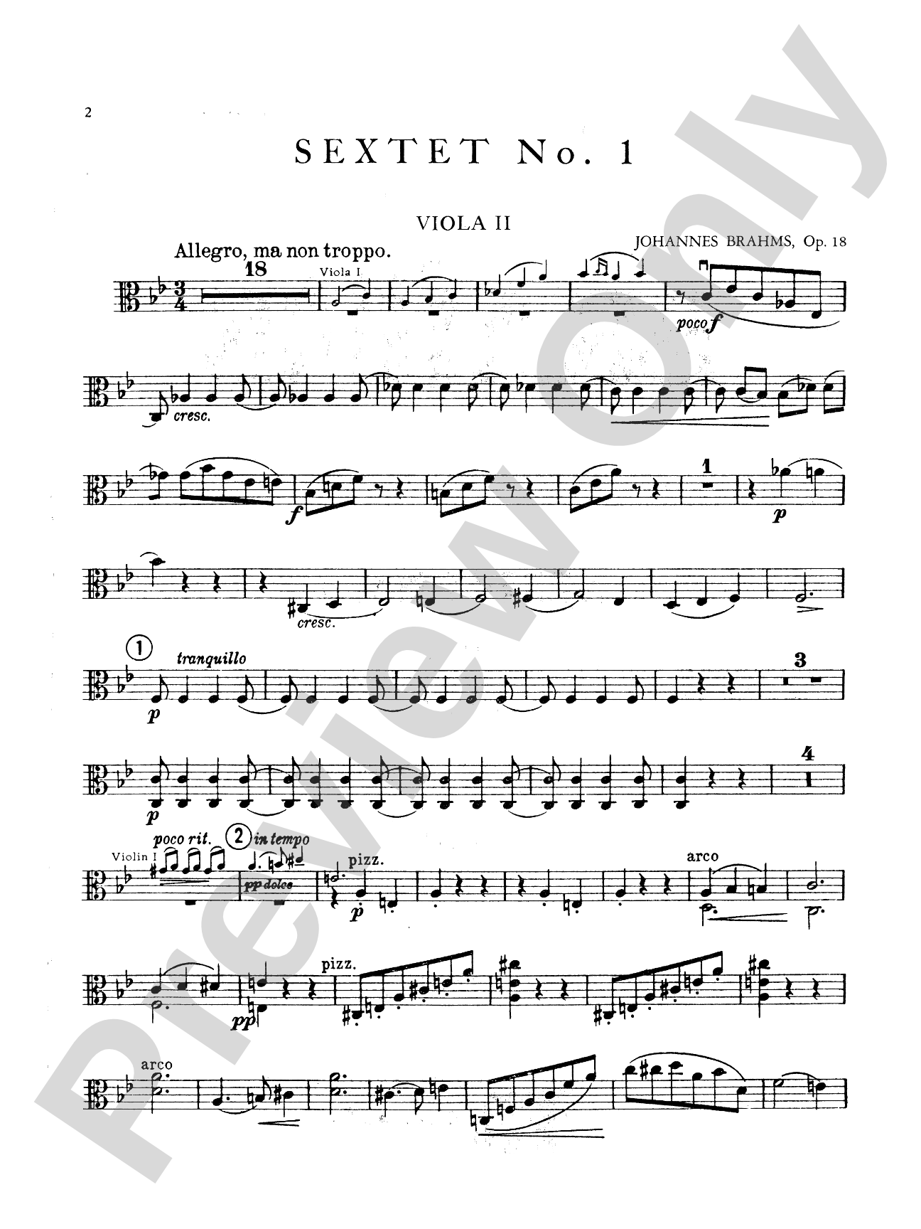 Sextet in B-Flat Major, Op. 18: 2nd Viola
