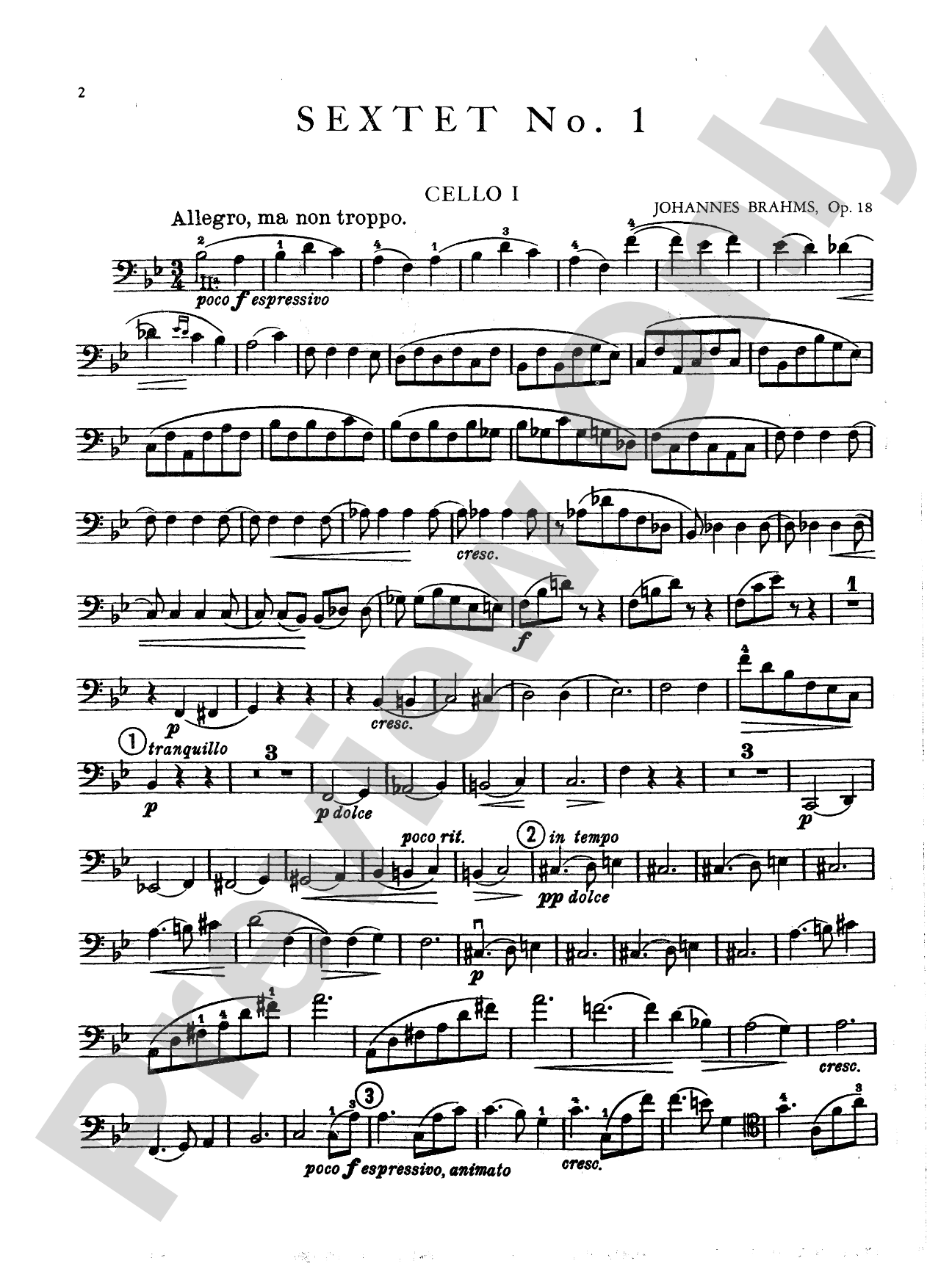 Sextet in B-Flat Major, Op. 18: Cello
