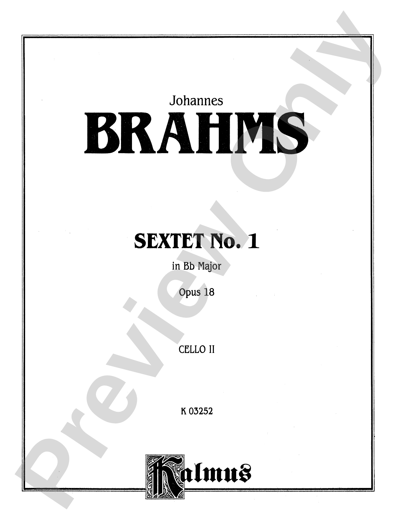 Sextet in B-Flat Major, Op. 18: 2nd Cello