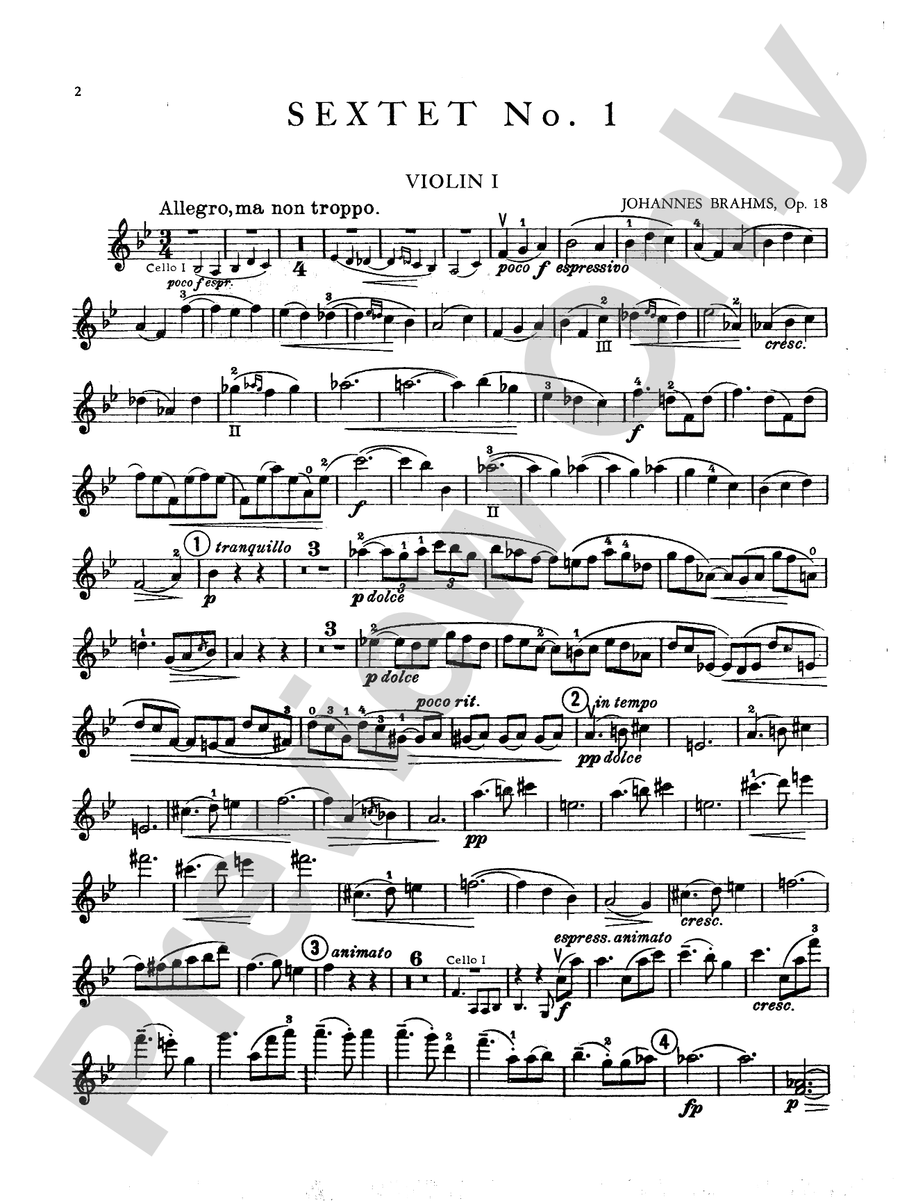 Sextet in B-Flat Major, Op. 18: String Sextet Book