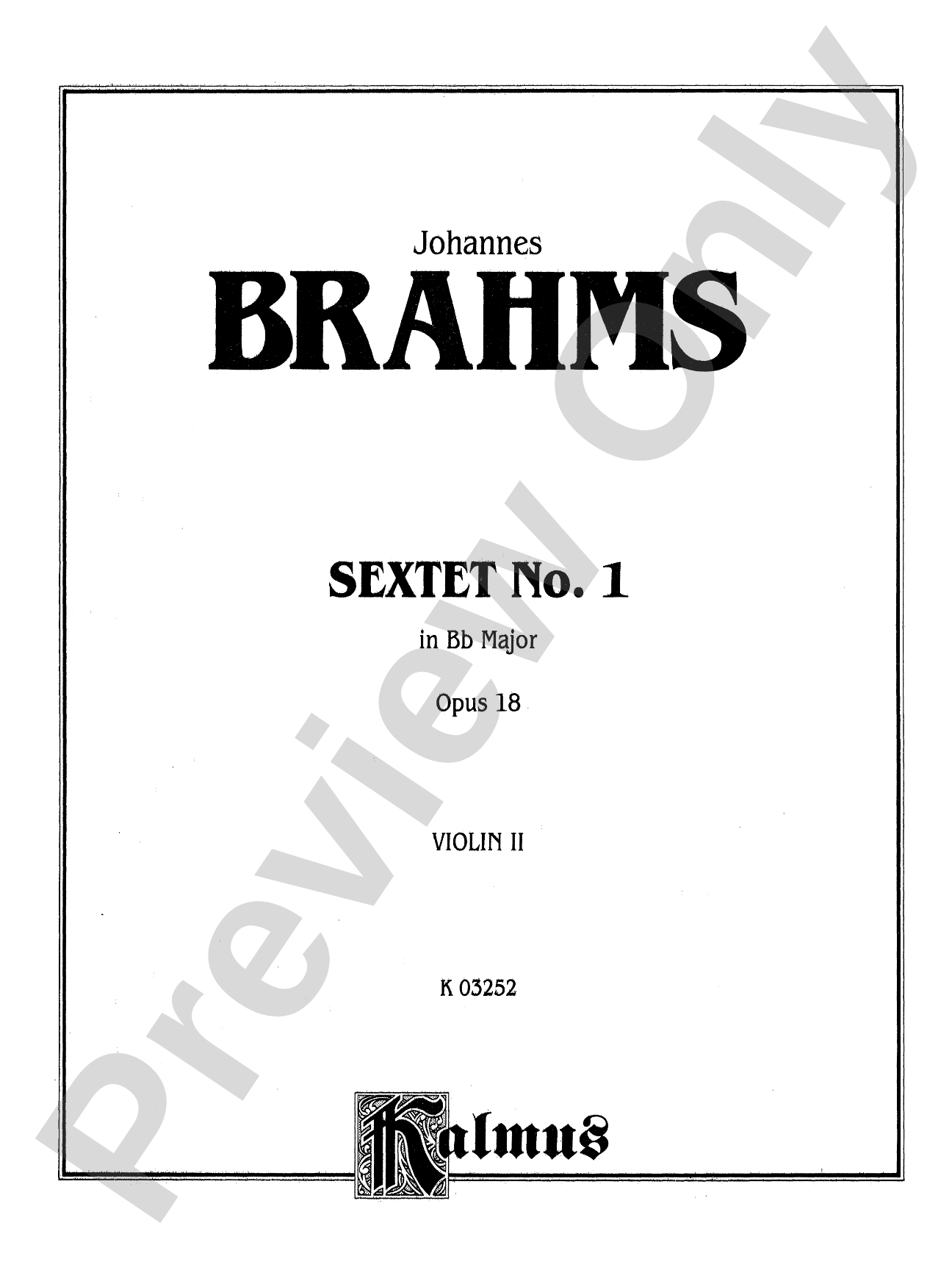 Sextet in B-Flat Major, Op. 18: 2nd Violin