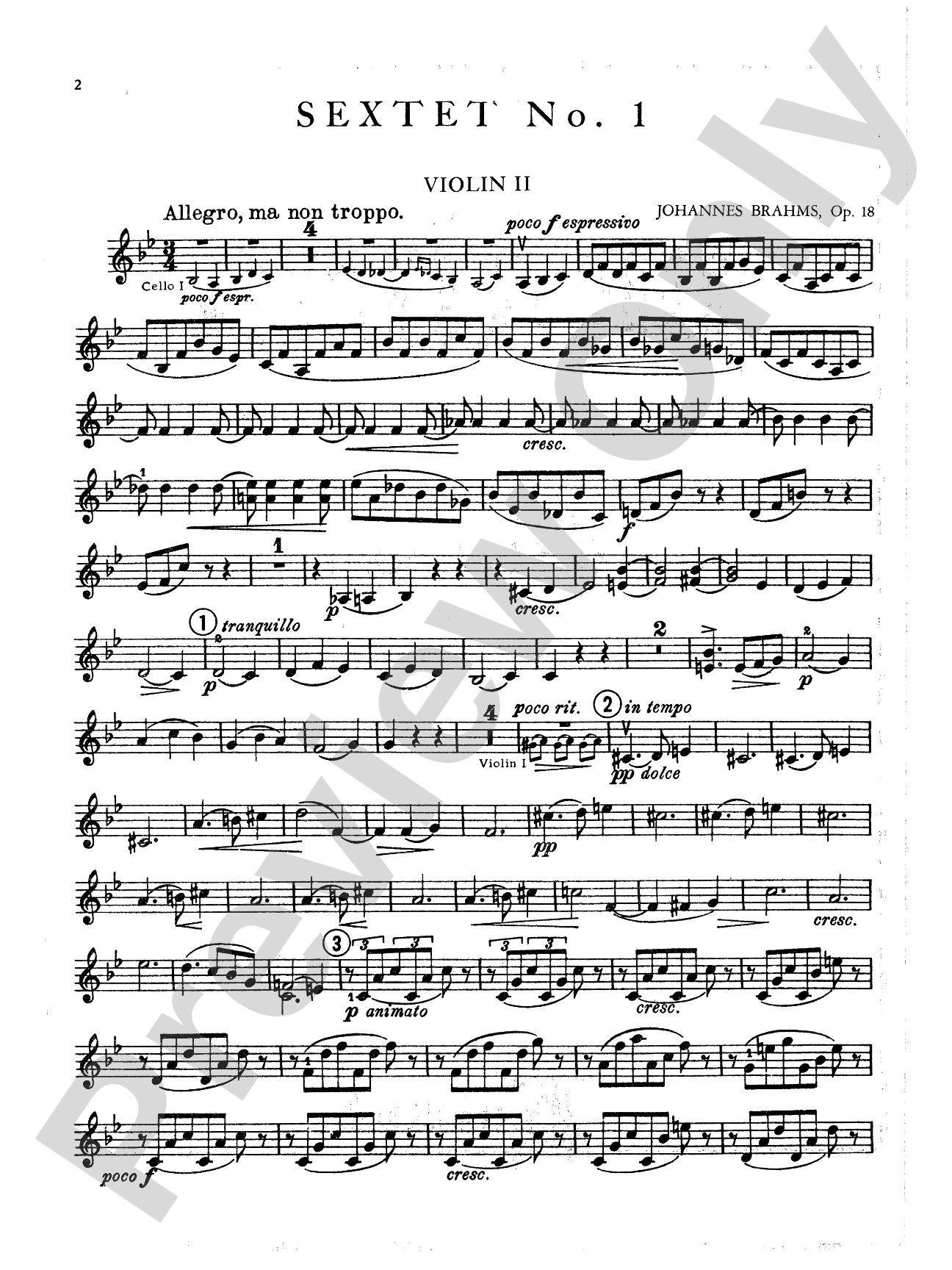 Sextet in B-Flat Major, Op. 18: 2nd Violin