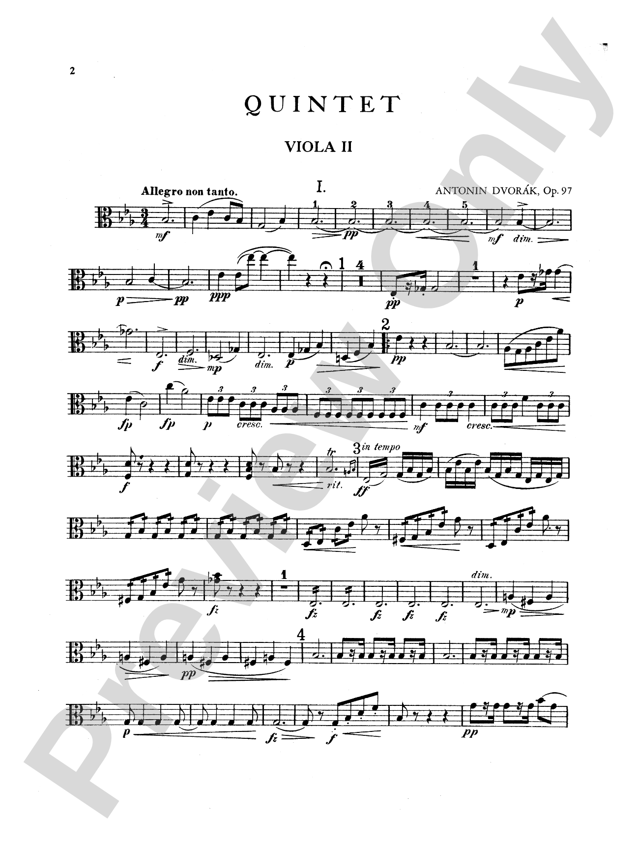 String Quintet in E-Flat Major, Op. 97: 2nd Viola