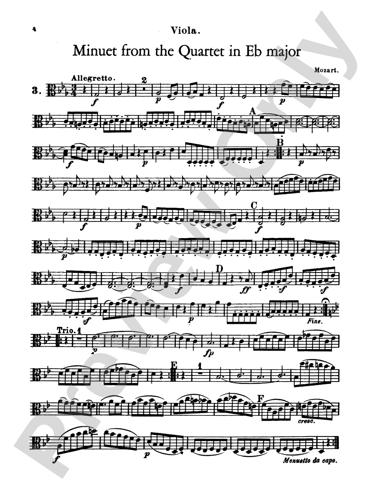 Album of Easy String Quartets, Volume I (Pieces by Bach, Haydn, Mozart, Beethoven, Schumann, Mendelssohn, and others): Viola