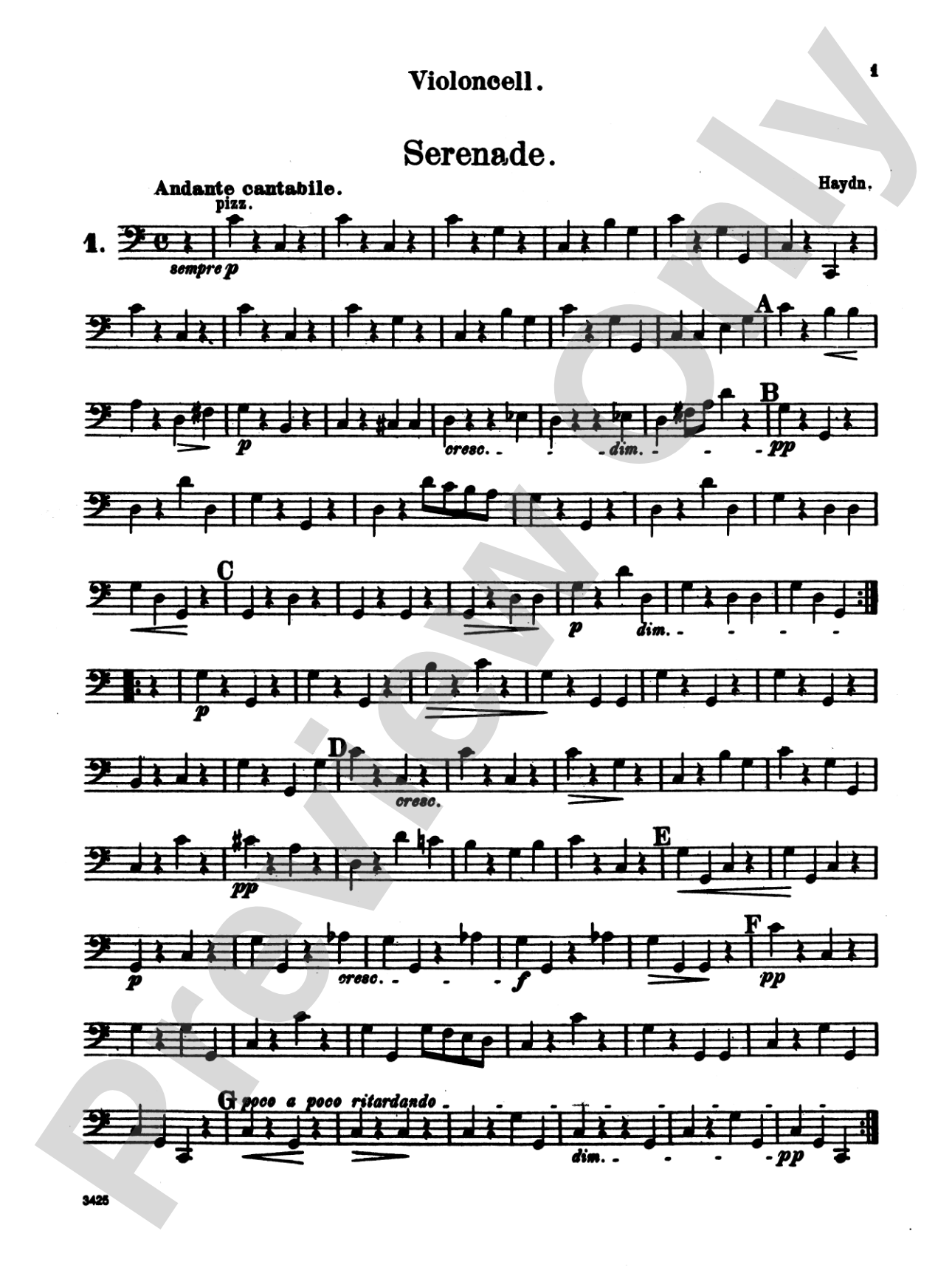 Album of Easy String Quartets, Volume I (Pieces by Bach, Haydn, Mozart, Beethoven, Schumann, Mendelssohn, and others): Cello
