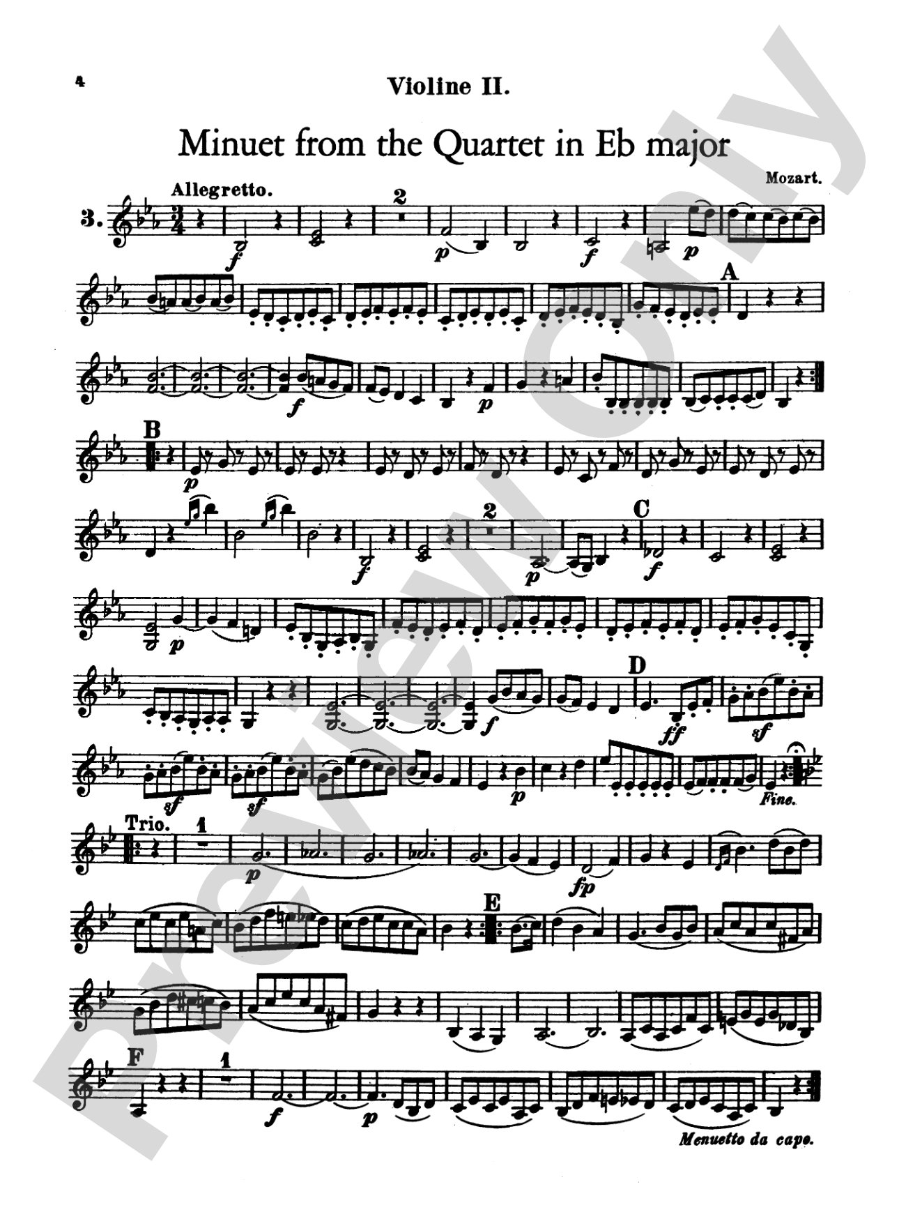 Album of Easy String Quartets, Volume I (Pieces by Bach, Haydn, Mozart, Beethoven, Schumann, Mendelssohn, and others): 2nd Violin