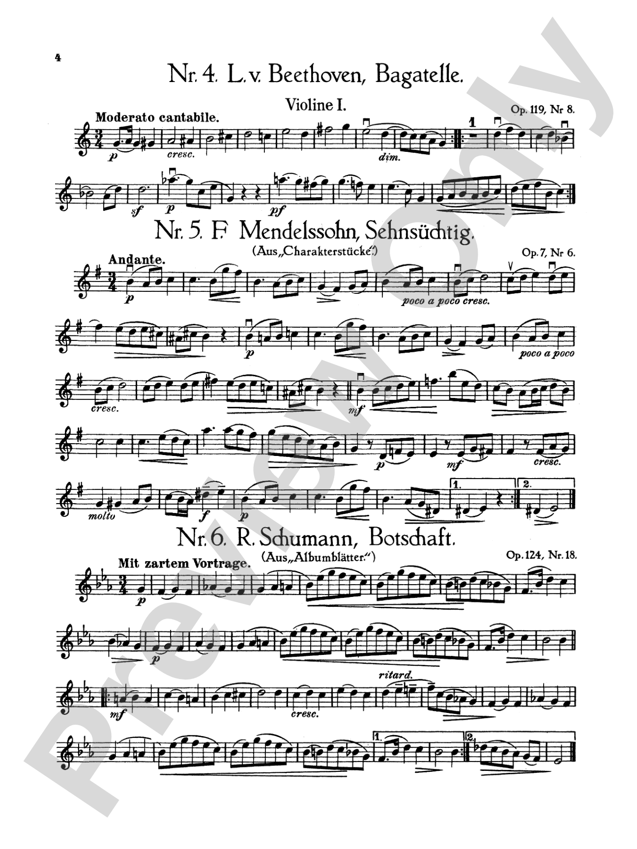 Album of Easy String Quartets, Volume III (Pieces by Bach, Haydn, Mozart, Beethoven, Schumann, Mendelssohn, and others): String Quartet Book