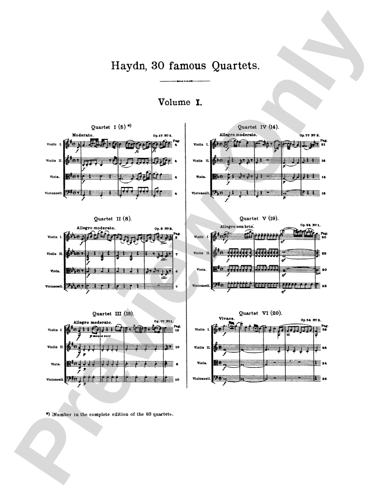 Thirty Celebrated String Quartets, Volume I - Op. 9, No. 2; Op. 17, No. 5; Op. 50, No. 6; Op. 54, Nos. 1, 2, 3; Op. 64, Nos. 2, 3, 4; Op. 74, Nos. 1, 2, 3; Op. 77, Nos. 1, 2: Viola
