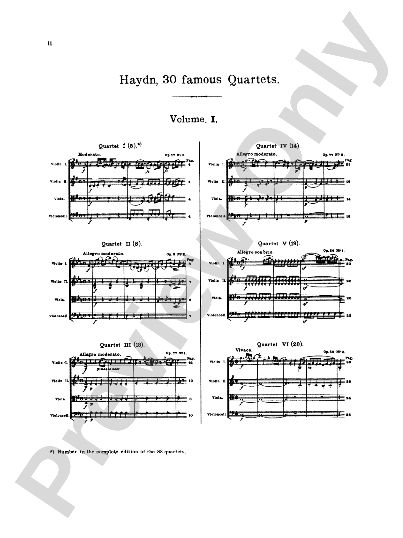Thirty Celebrated String Quartets, Volume I - Op. 9, No. 2; Op. 17, No. 5; Op. 50, No. 6; Op. 54, Nos. 1, 2, 3; Op. 64, Nos. 2, 3, 4; Op. 74, Nos. 1, 2, 3; Op. 77, Nos. 1, 2: Cello