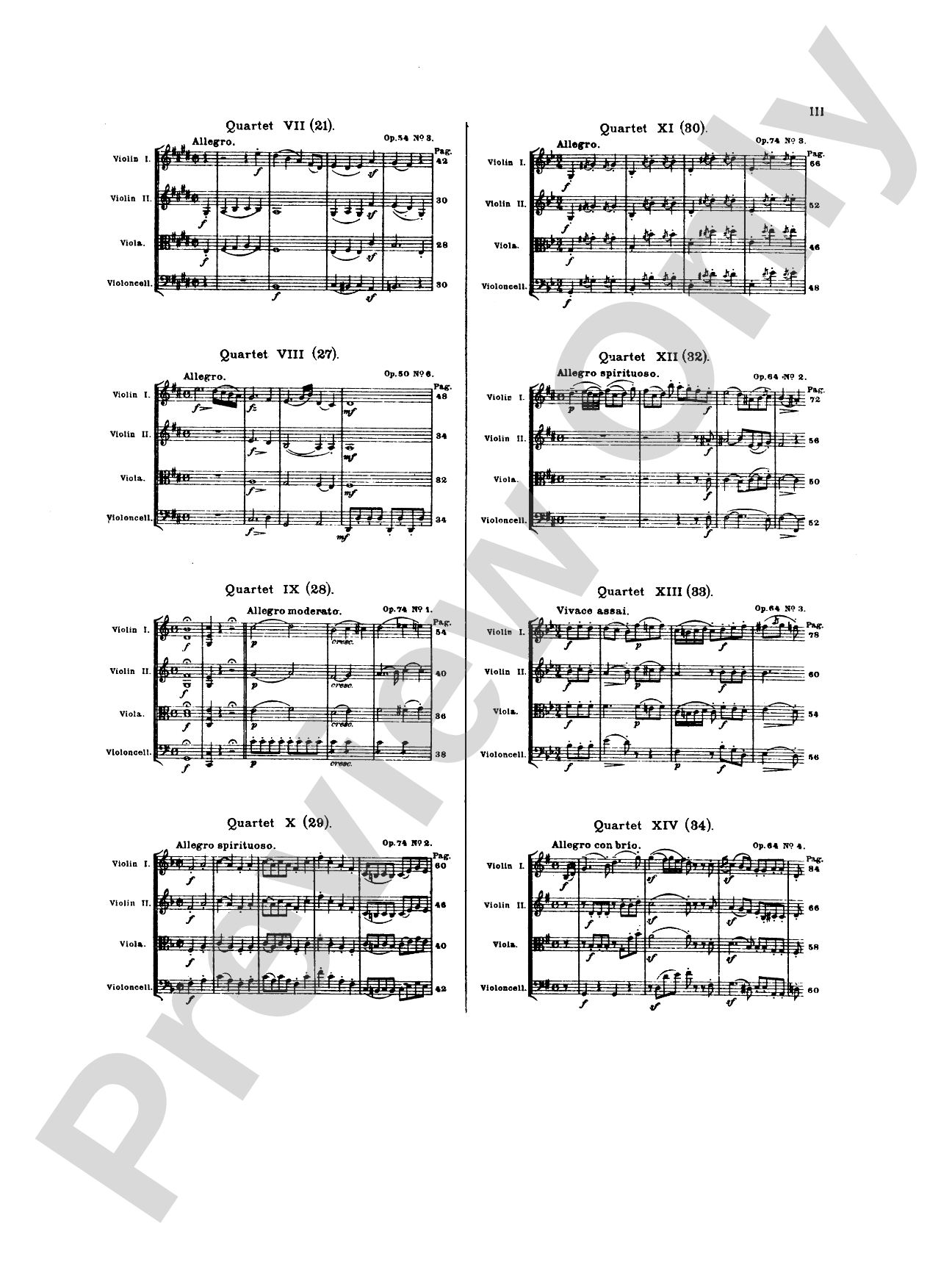 Thirty Celebrated String Quartets, Volume I - Op. 9, No. 2; Op. 17, No. 5; Op. 50, No. 6; Op. 54, Nos. 1, 2, 3; Op. 64, Nos. 2, 3, 4; Op. 74, Nos. 1, 2, 3; Op. 77, Nos. 1, 2: String Quartet Book