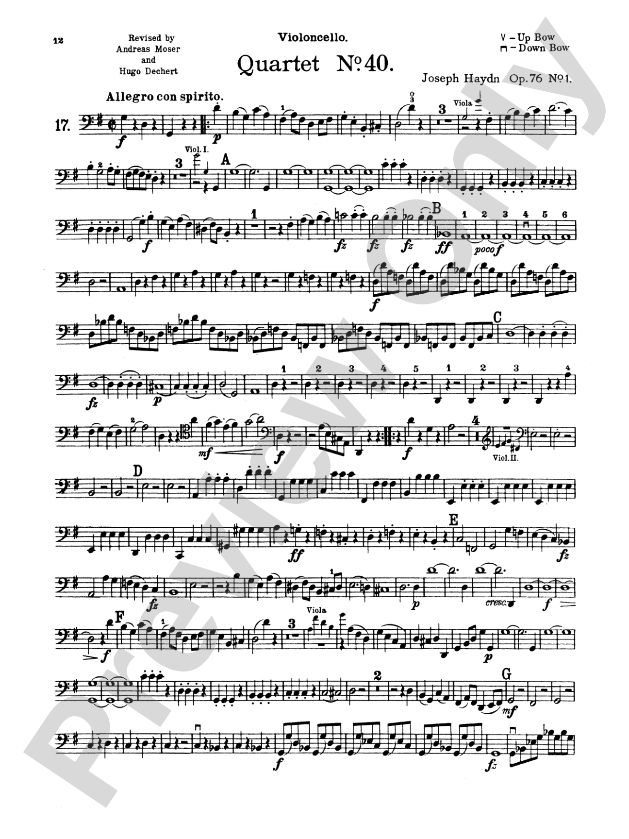 Thirty Celebrated String Quartets, Volume II - Op. 3, Nos. 3, 5; Op. 20, Nos. 4, 5, 6; Op. 33, Nos. 2, 3, 6; Op. 64, Nos. 5, 6; Op. 76, Nos. 1, 2, 3, 4, 5, 6: Cello