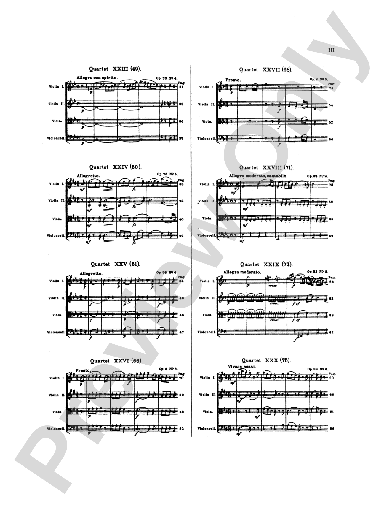 Thirty Celebrated String Quartets, Volume II - Op. 3, Nos. 3, 5; Op. 20, Nos. 4, 5, 6; Op. 33, Nos. 2, 3, 6; Op. 64, Nos. 5, 6; Op. 76, Nos. 1, 2, 3, 4, 5, 6: Cello