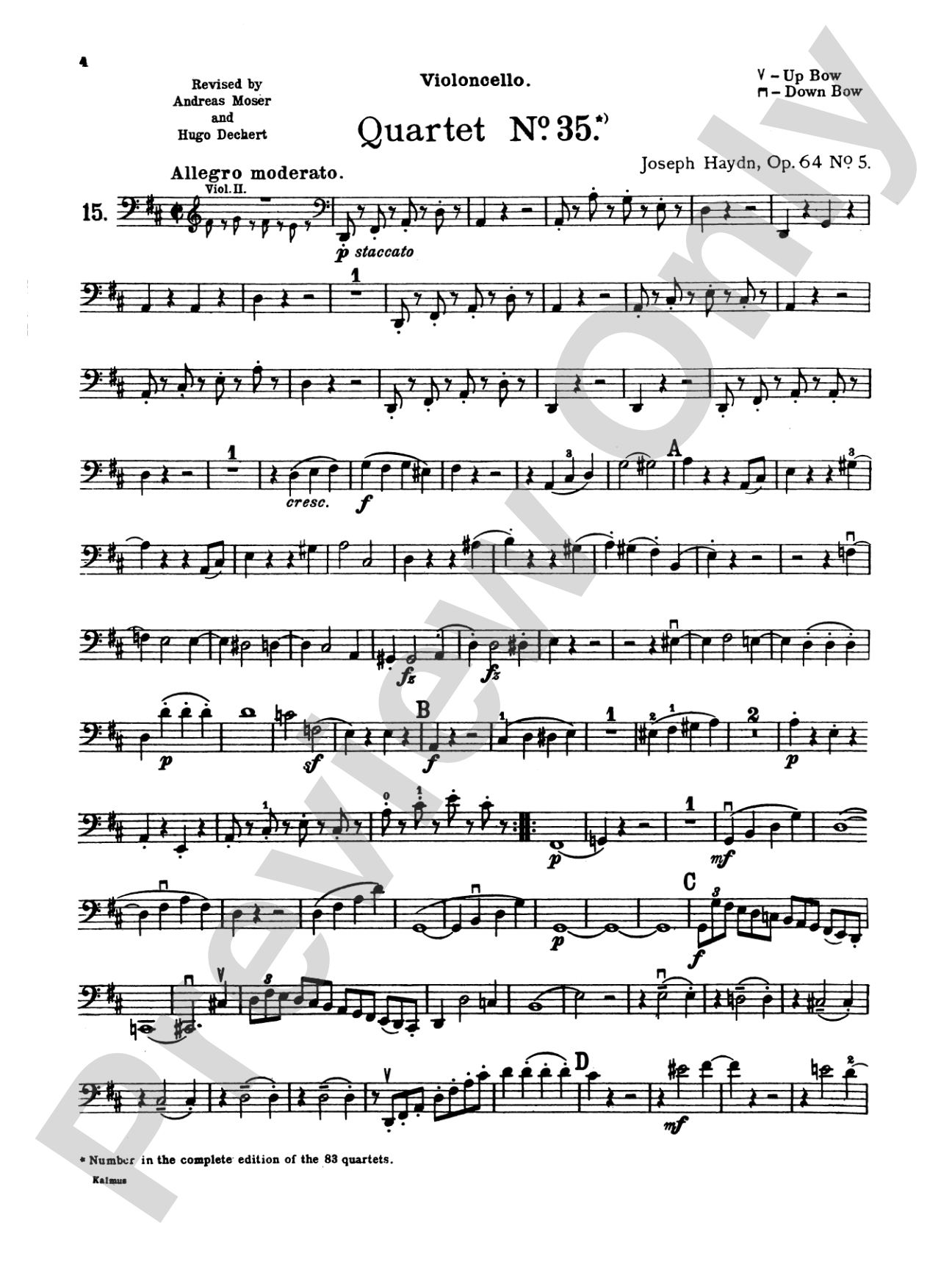 Thirty Celebrated String Quartets, Volume II - Op. 3, Nos. 3, 5; Op. 20, Nos. 4, 5, 6; Op. 33, Nos. 2, 3, 6; Op. 64, Nos. 5, 6; Op. 76, Nos. 1, 2, 3, 4, 5, 6: Cello