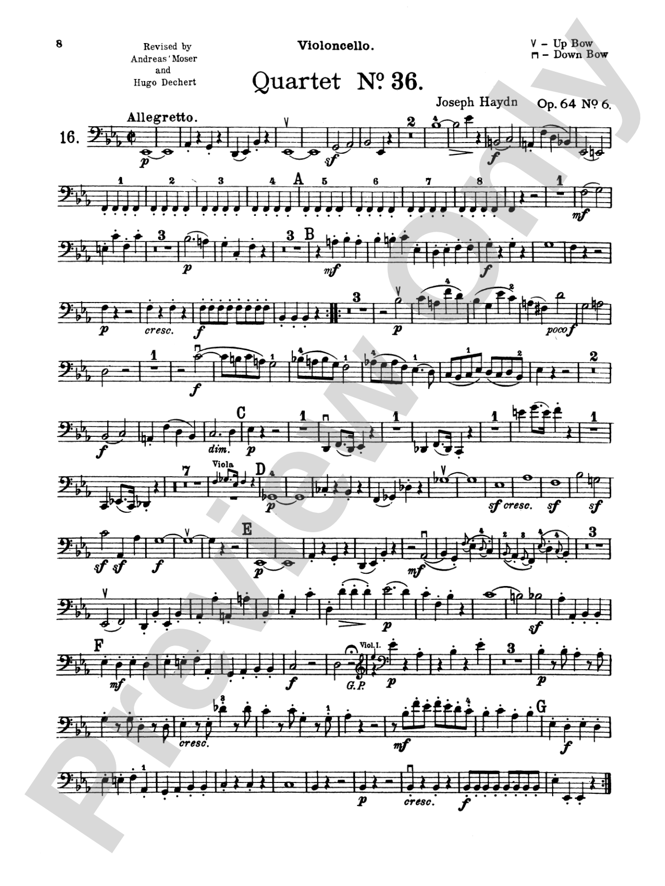 Thirty Celebrated String Quartets, Volume II - Op. 3, Nos. 3, 5; Op. 20, Nos. 4, 5, 6; Op. 33, Nos. 2, 3, 6; Op. 64, Nos. 5, 6; Op. 76, Nos. 1, 2, 3, 4, 5, 6: Cello