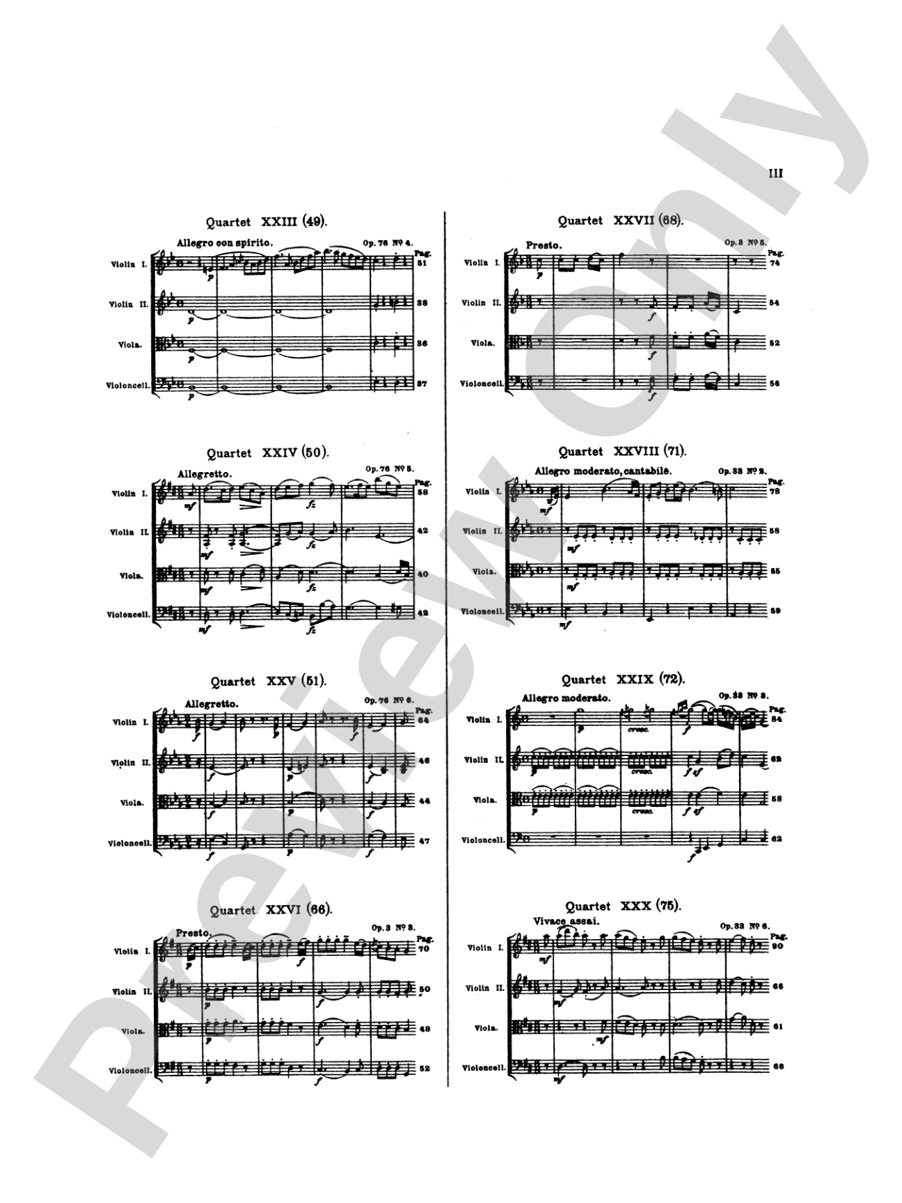 Thirty Celebrated String Quartets, Volume II - Op. 3, Nos. 3, 5; Op. 20, Nos. 4, 5, 6; Op. 33, Nos. 2, 3, 6; Op. 64, Nos. 5, 6; Op. 76, Nos. 1, 2, 3, 4, 5, 6: String Quartet Book