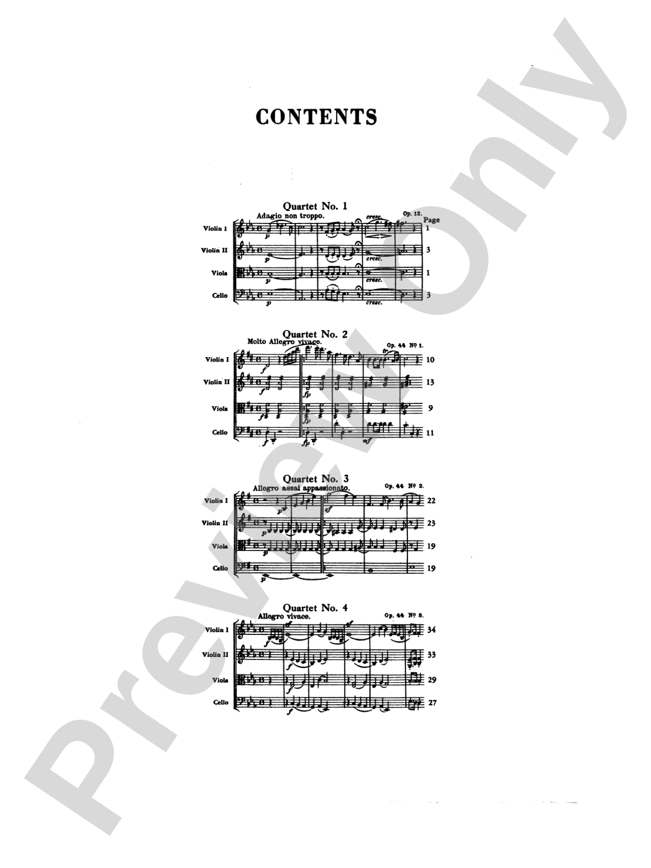 String Quartets, Op. 12; Op. 44, Nos. 1, 2 & 3: Cello