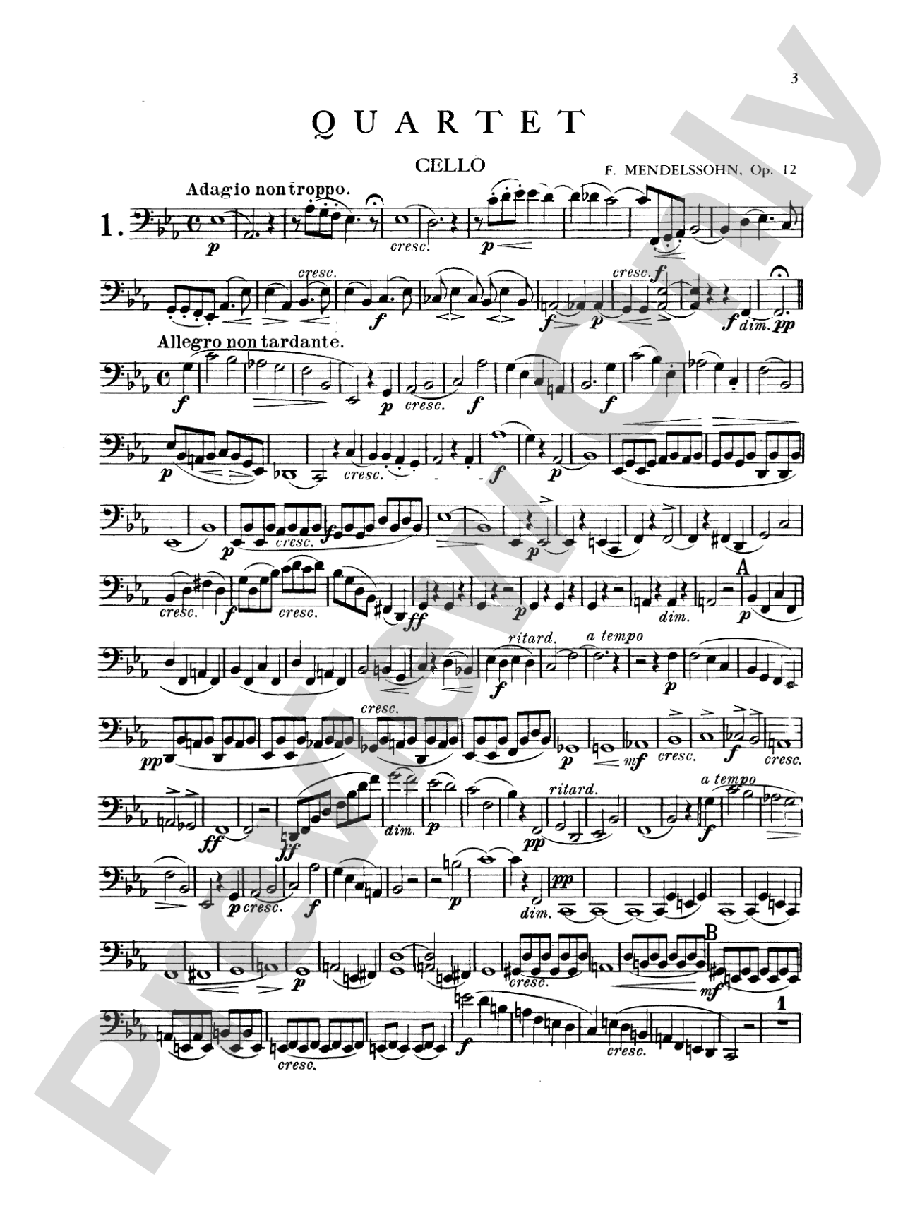 String Quartets, Op. 12; Op. 44, Nos. 1, 2 & 3: Cello