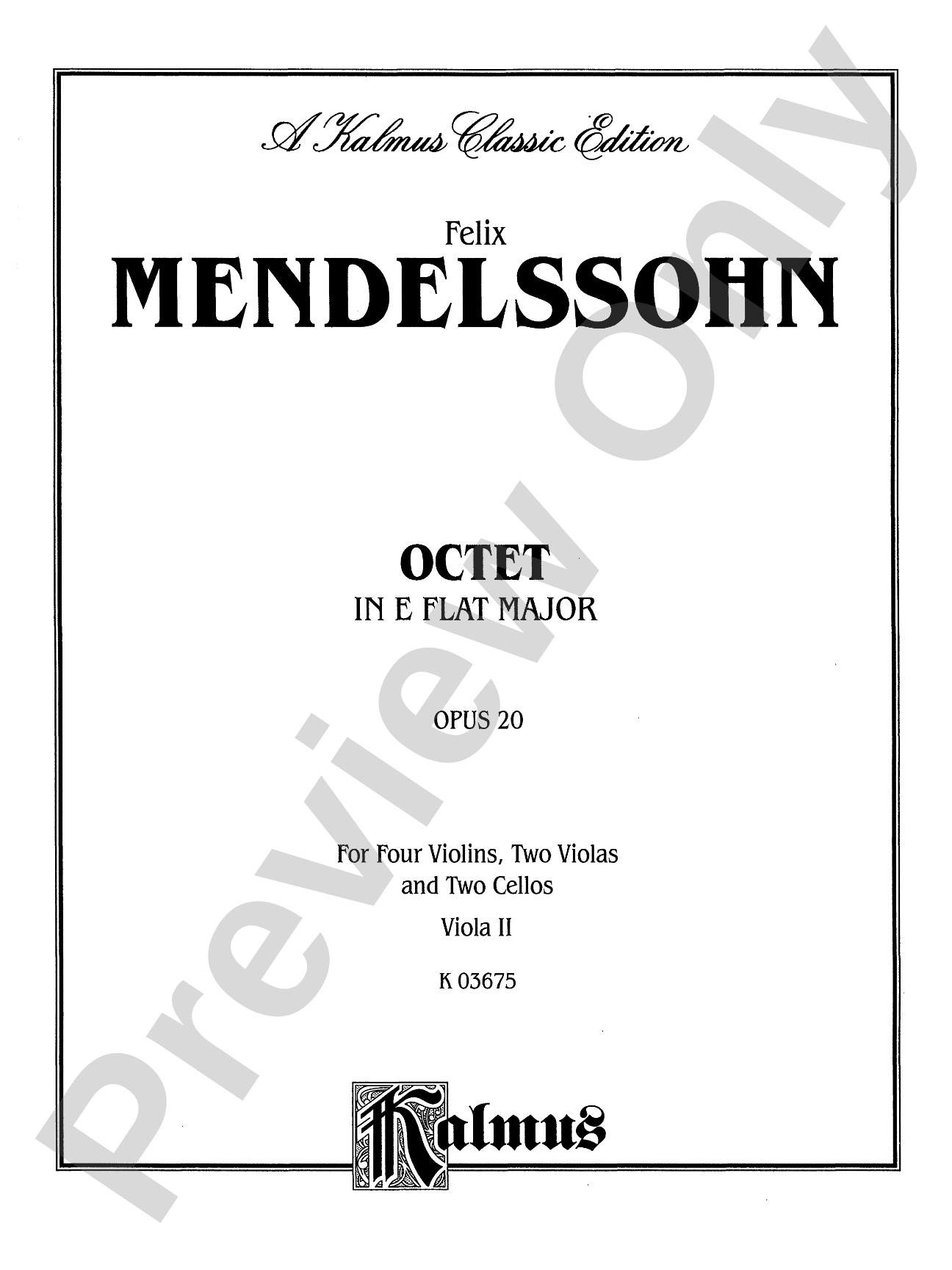 String Octet in E-Flat Major, Op. 20: 2nd Viola
