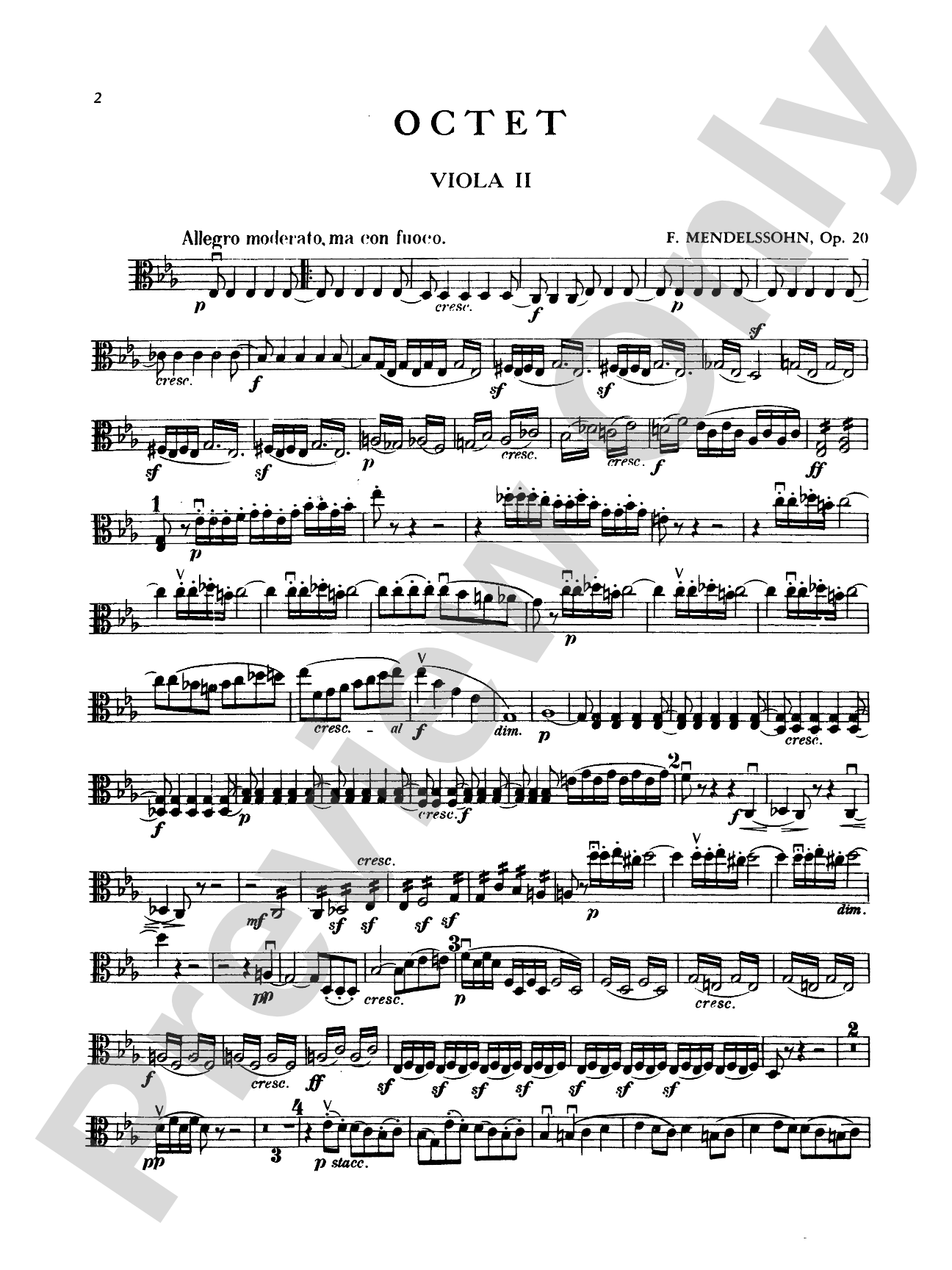 String Octet in E-Flat Major, Op. 20: 2nd Viola