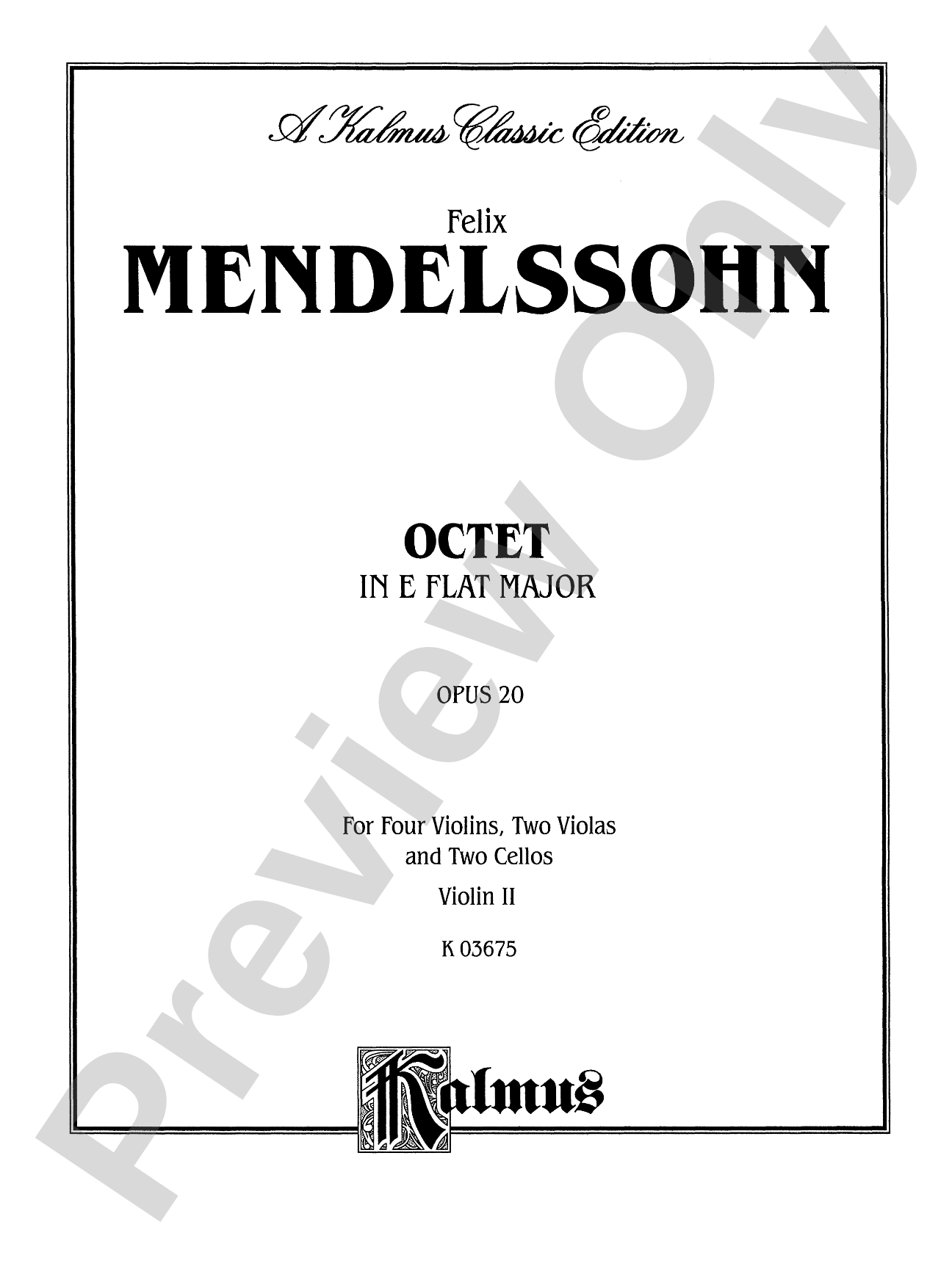 String Octet in E-Flat Major, Op. 20: 2nd Violin