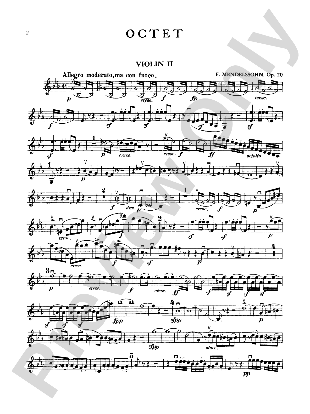 String Octet in E-Flat Major, Op. 20: 2nd Violin