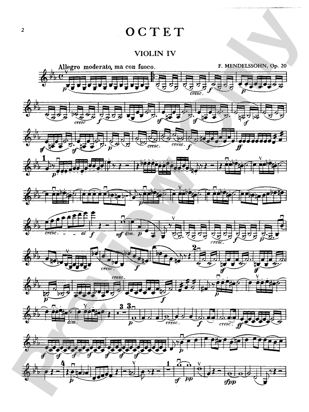 String Octet in E-Flat Major, Op. 20: 4th Violin