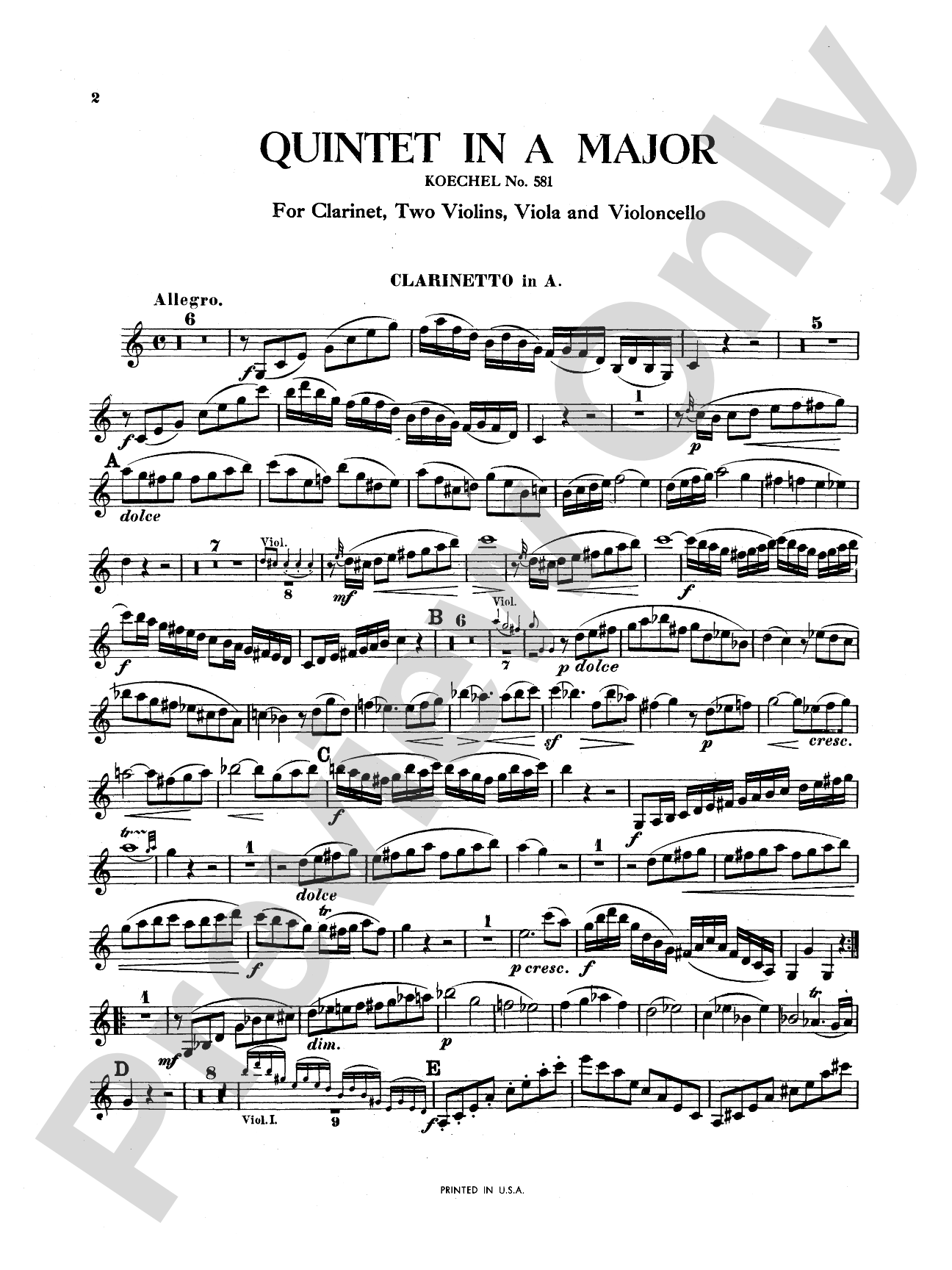 Quintet, K. 581: 1st - A Clarinet