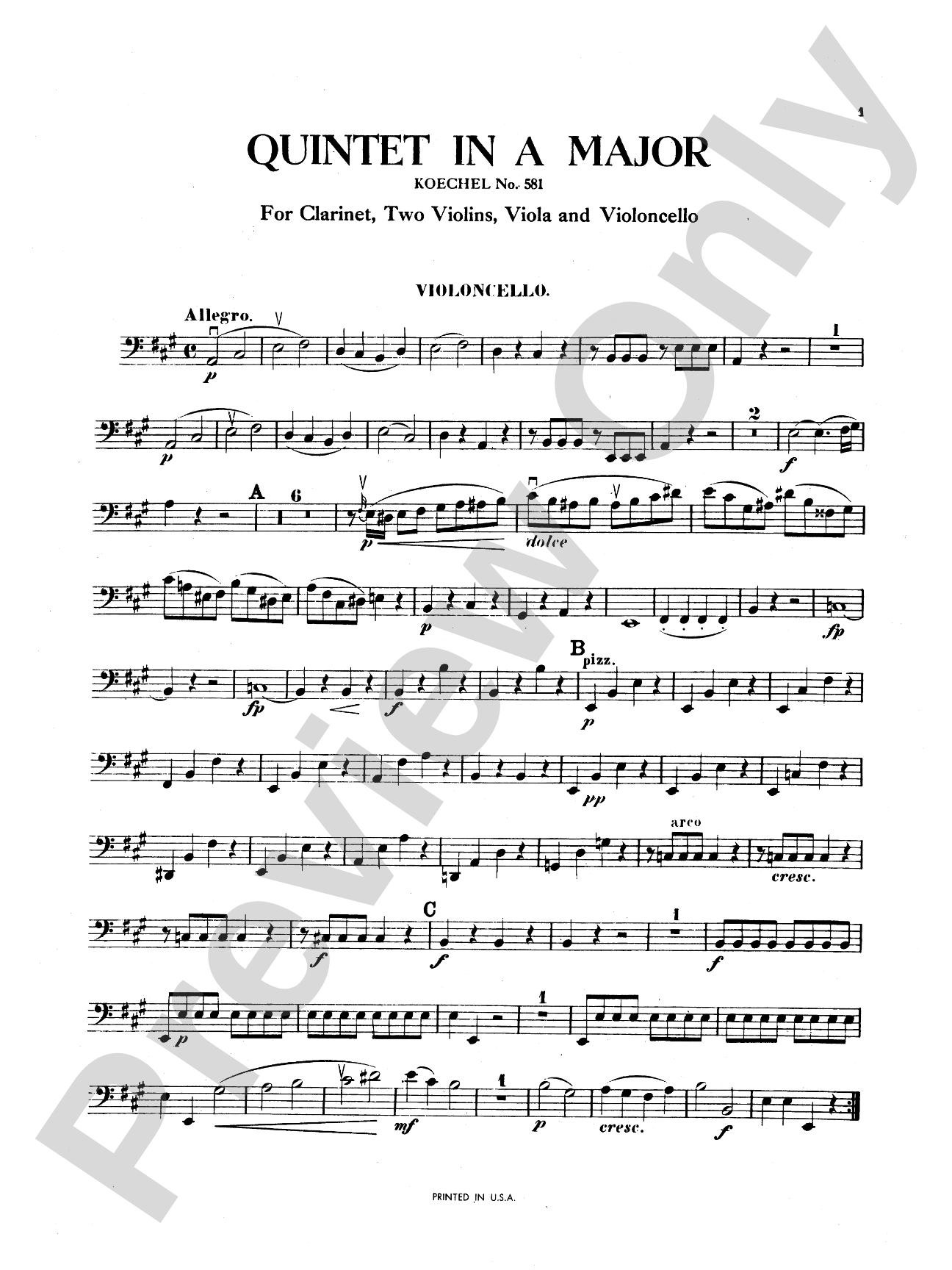 Quintet, K. 581: Cello