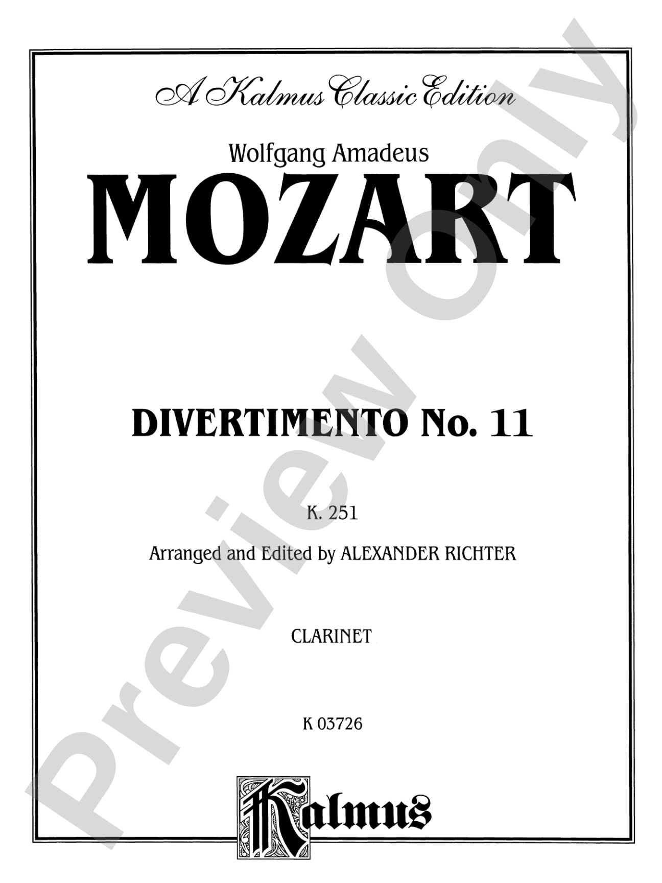 Divertimento No. 11, K. 251: 1st B-flat Clarinet