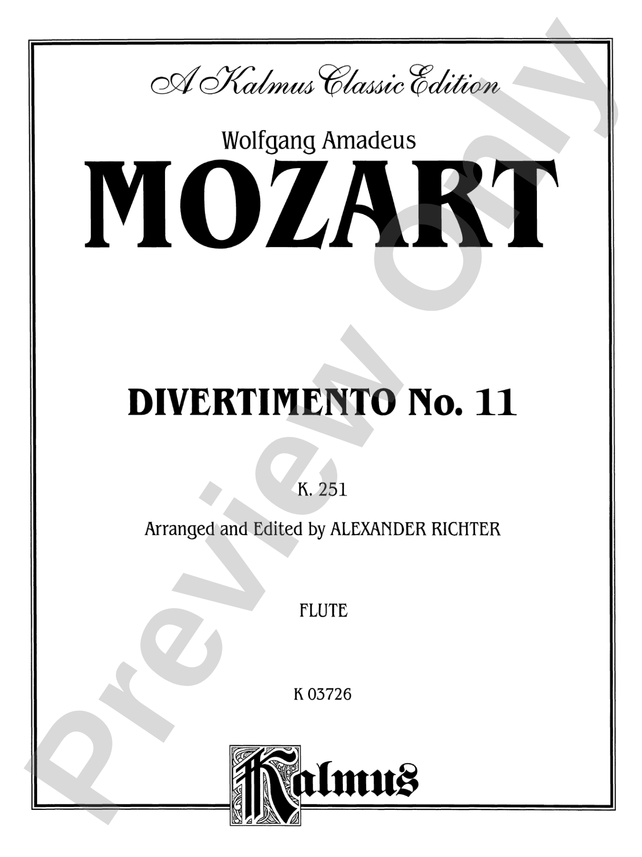 Divertimento No. 11, K. 251: Woodwind Quartet Book