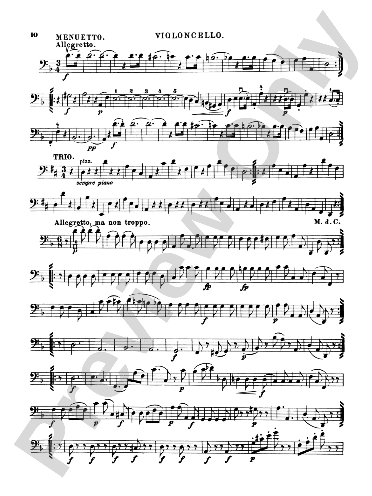 Ten Famous Quartets, K. 387, 421, 428, 458, 464, 465, 499, 575, 589, 590: Cello