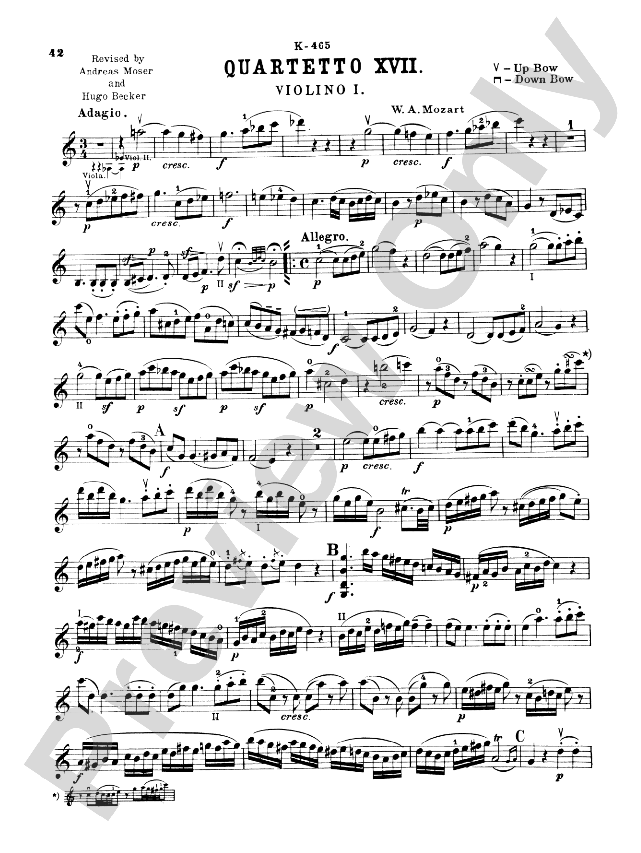 Ten Famous Quartets, K. 387, 421, 428, 458, 464, 465, 499, 575, 589, 590: String Quartet Book