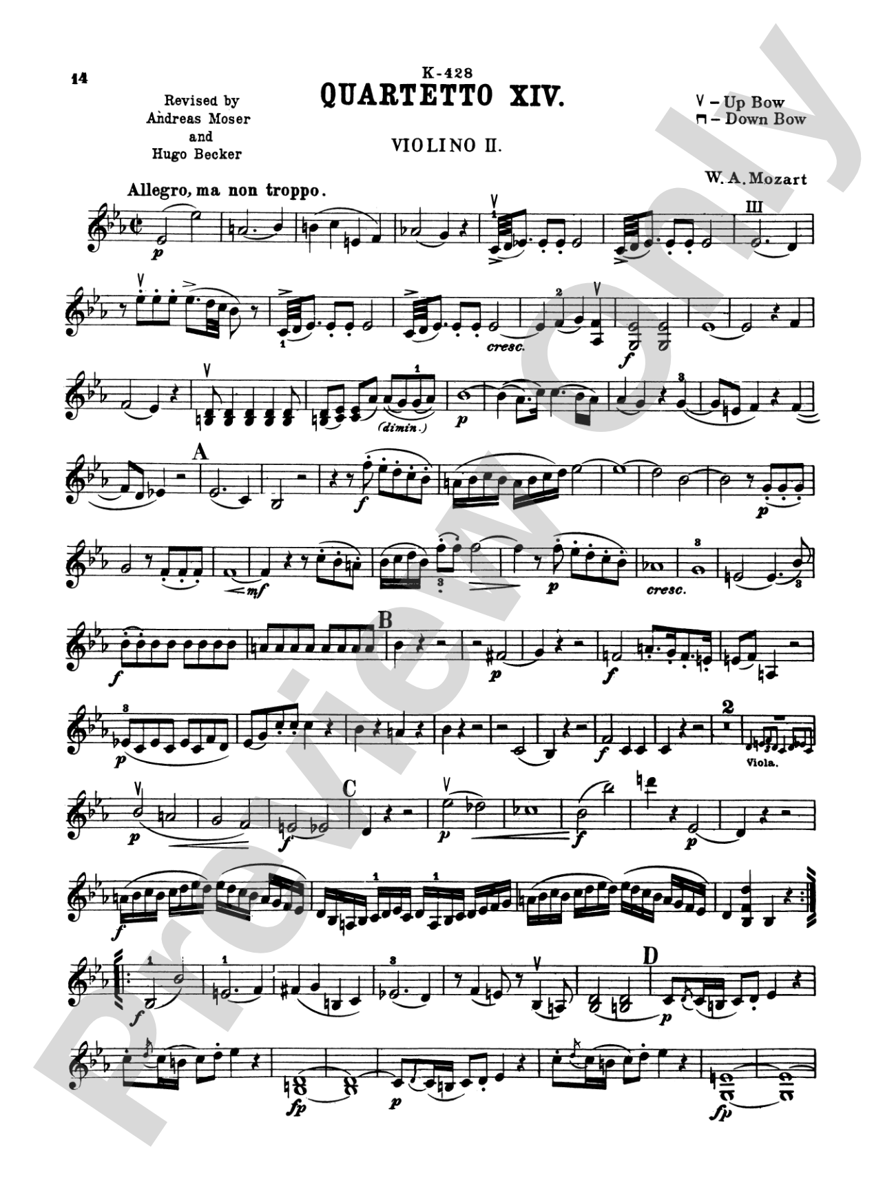 Ten Famous Quartets, K. 387, 421, 428, 458, 464, 465, 499, 575, 589, 590: 2nd Violin