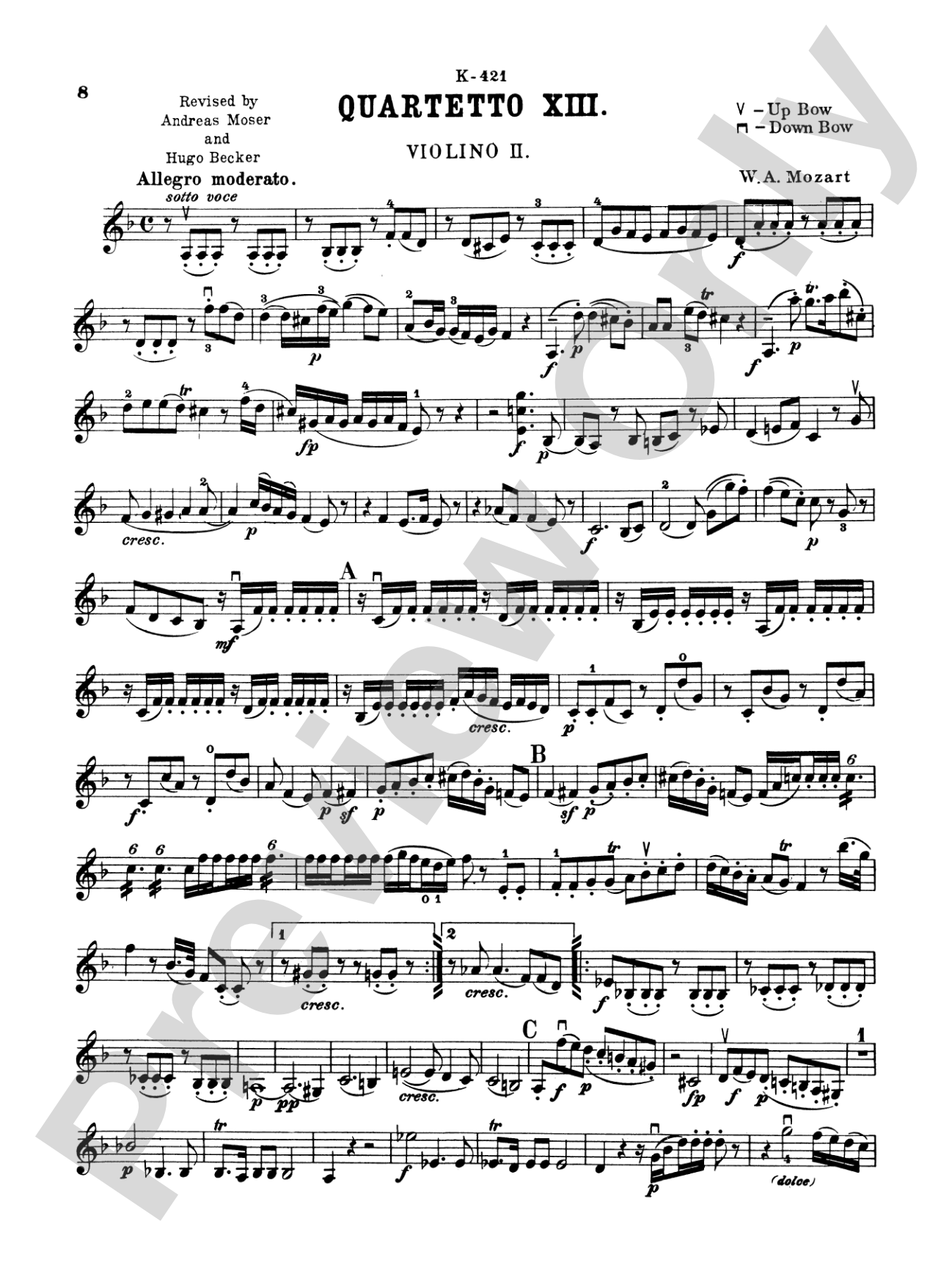 Ten Famous Quartets, K. 387, 421, 428, 458, 464, 465, 499, 575, 589, 590: 2nd Violin