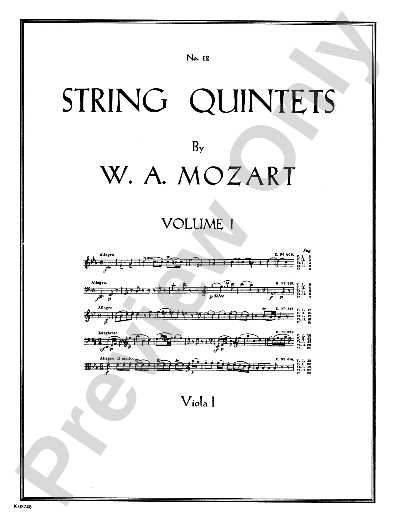 String Quintets, K. 406, 515, 516, 593, 614: Viola