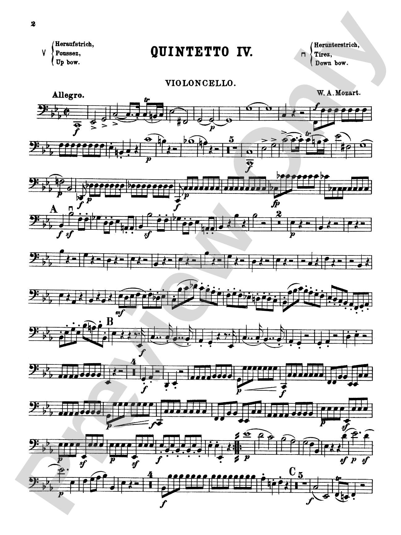 String Quintets, K. 406, 515, 516, 593, 614: Cello