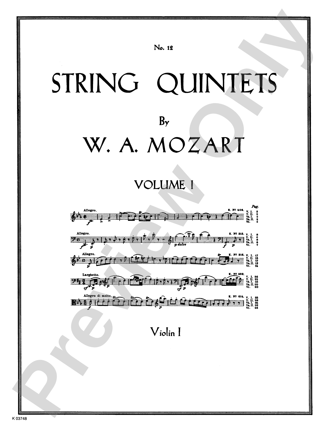 String Quintets, K. 406, 515, 516, 593, 614: String Quintet Book