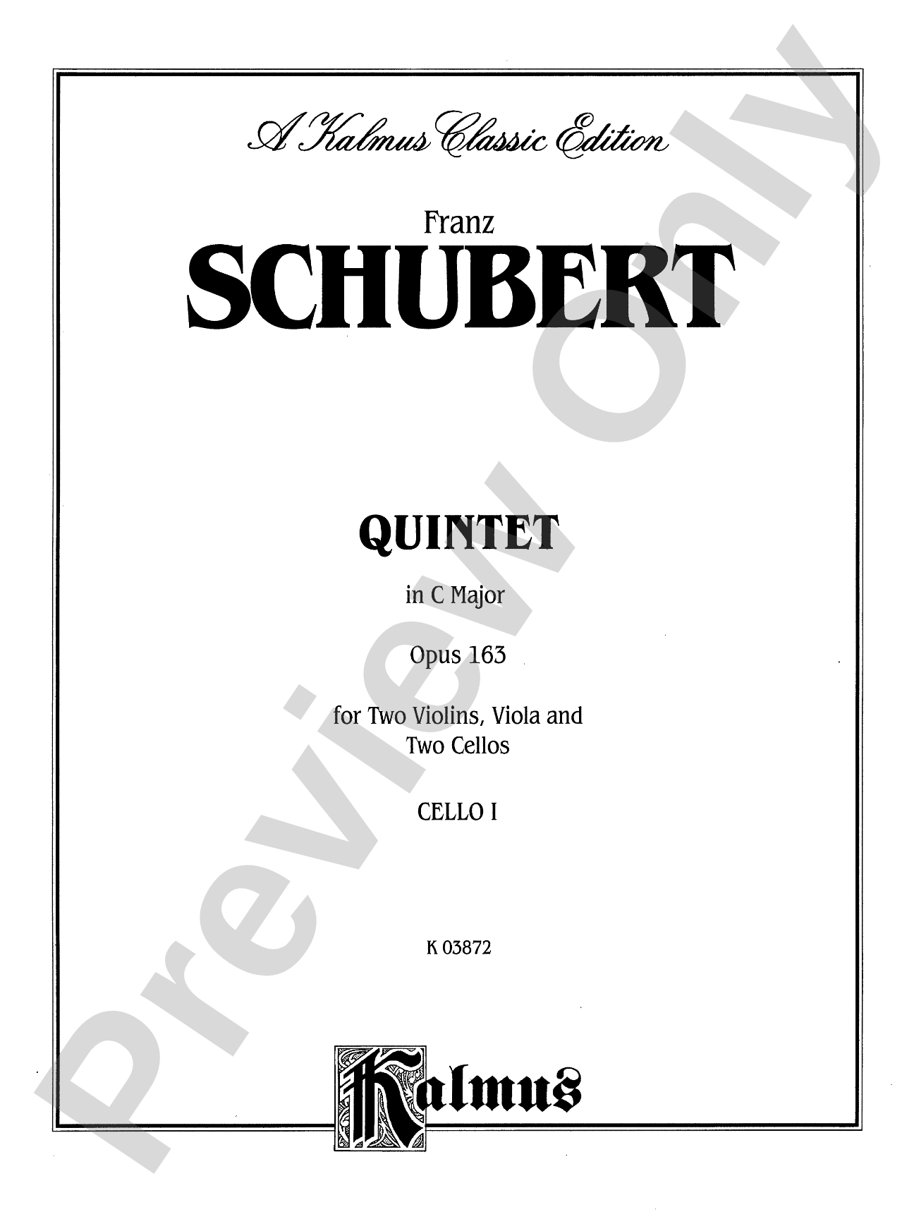 String Quintet in C Major, Op. 163: Cello