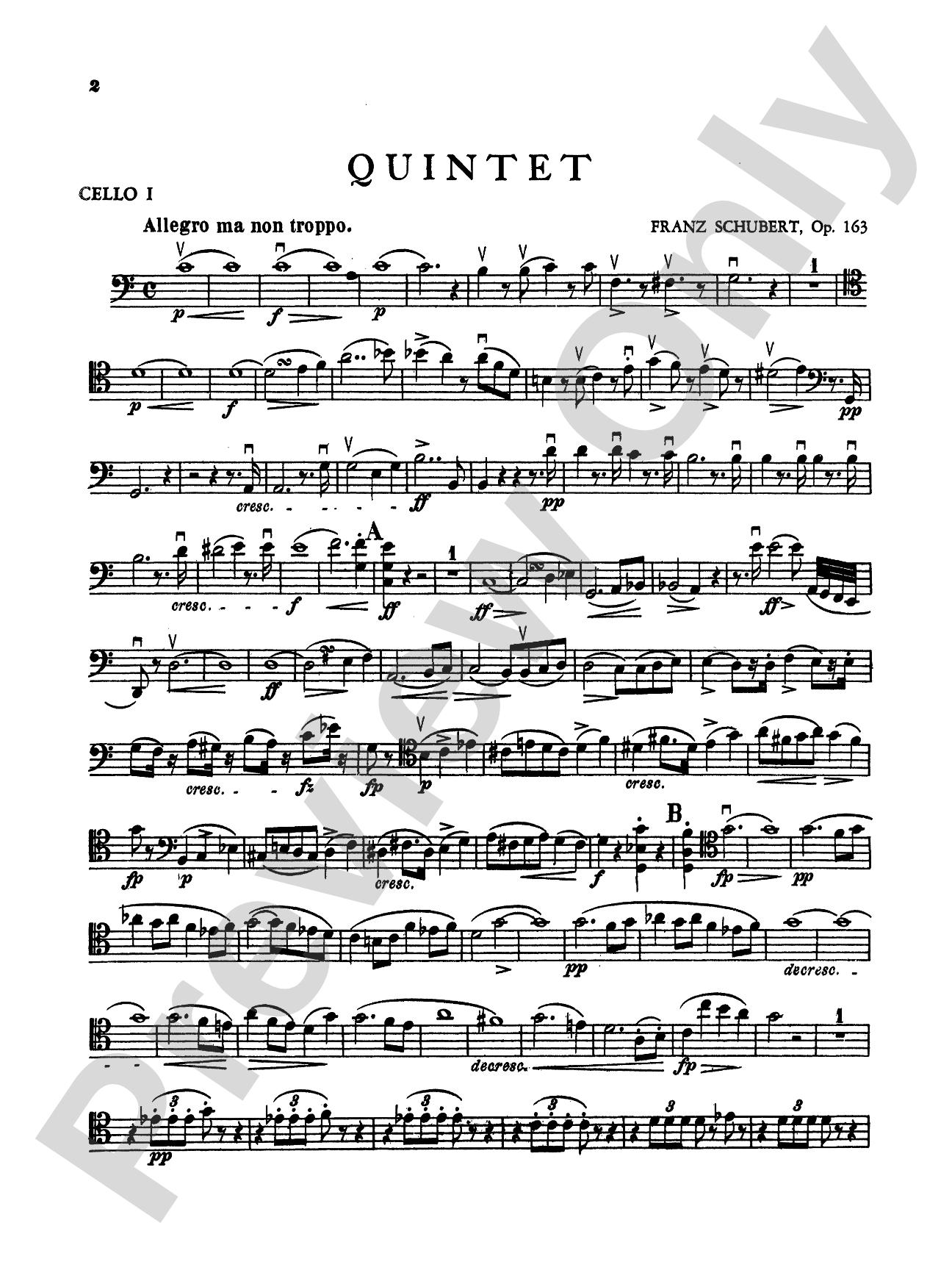 String Quintet in C Major, Op. 163: Cello