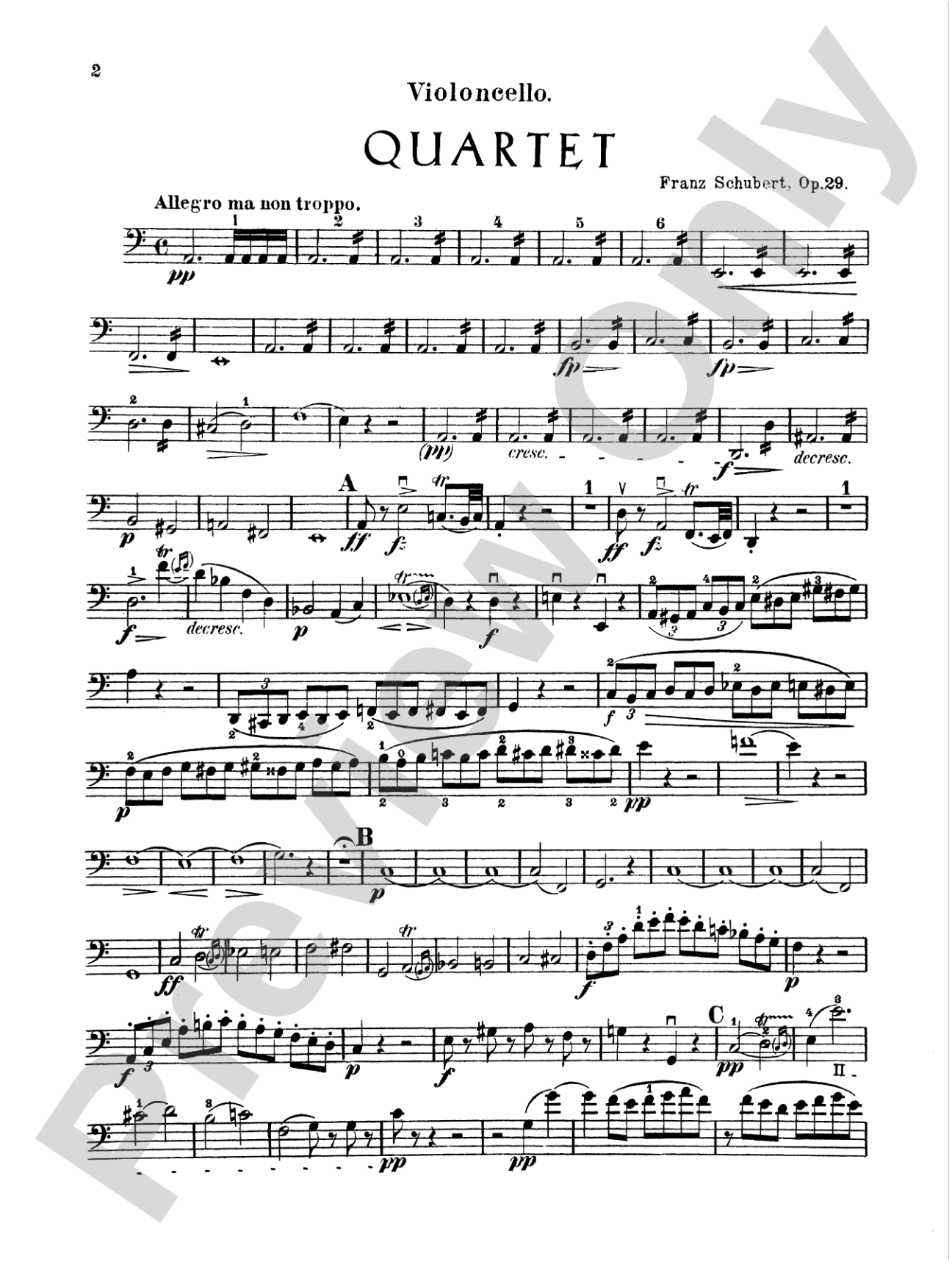 String Quartets, Volume I: Op. 29; Op. 125, Nos. 1 & 2; Op. Posth. in D Minor: Cello