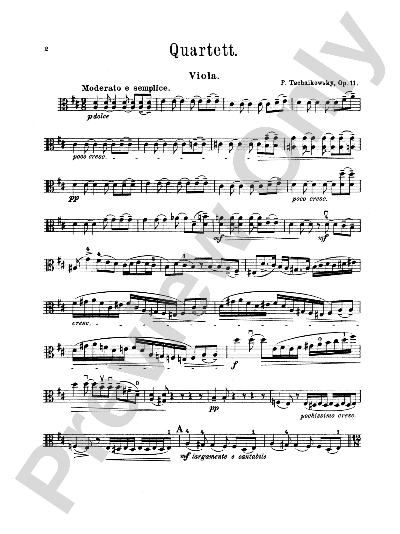 String Quartet in D Major, Op. 11: Viola